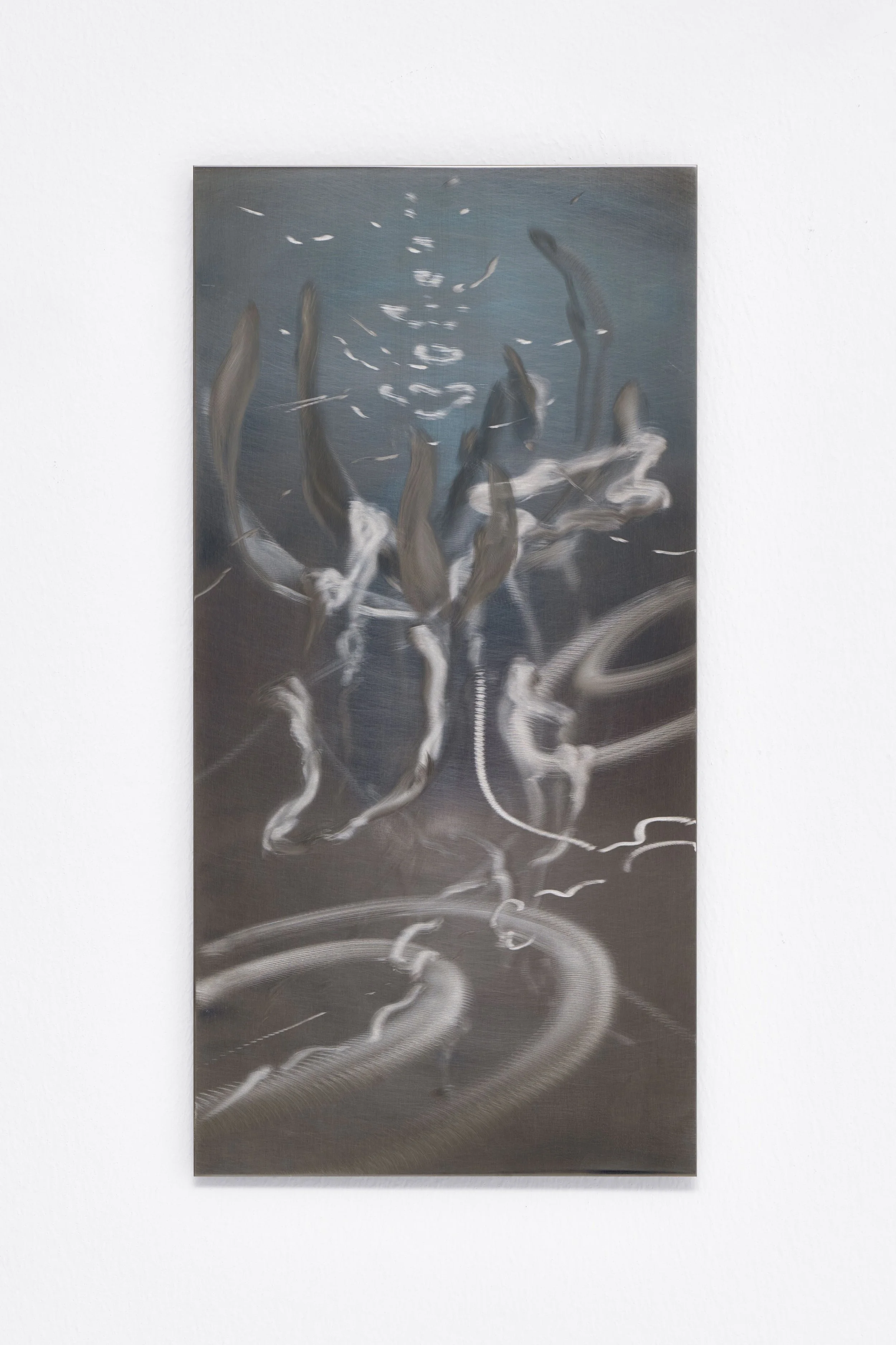 Elli Antoniou —Instantations III, 2025 — Stainless steel sheet, aluminum frame, 40/20 cm