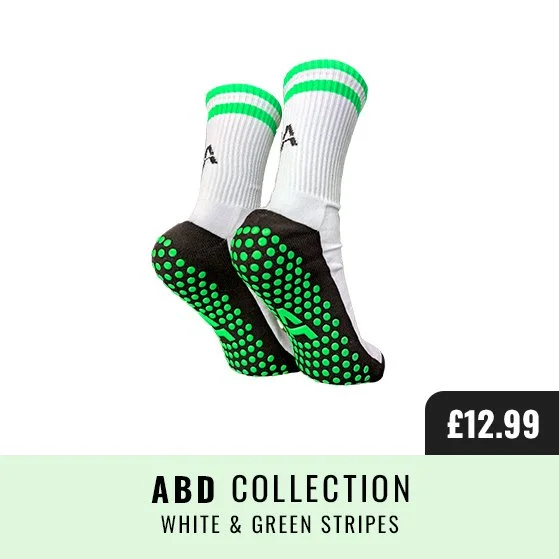 ABD Signature Grip Sock - White & Green Stripes