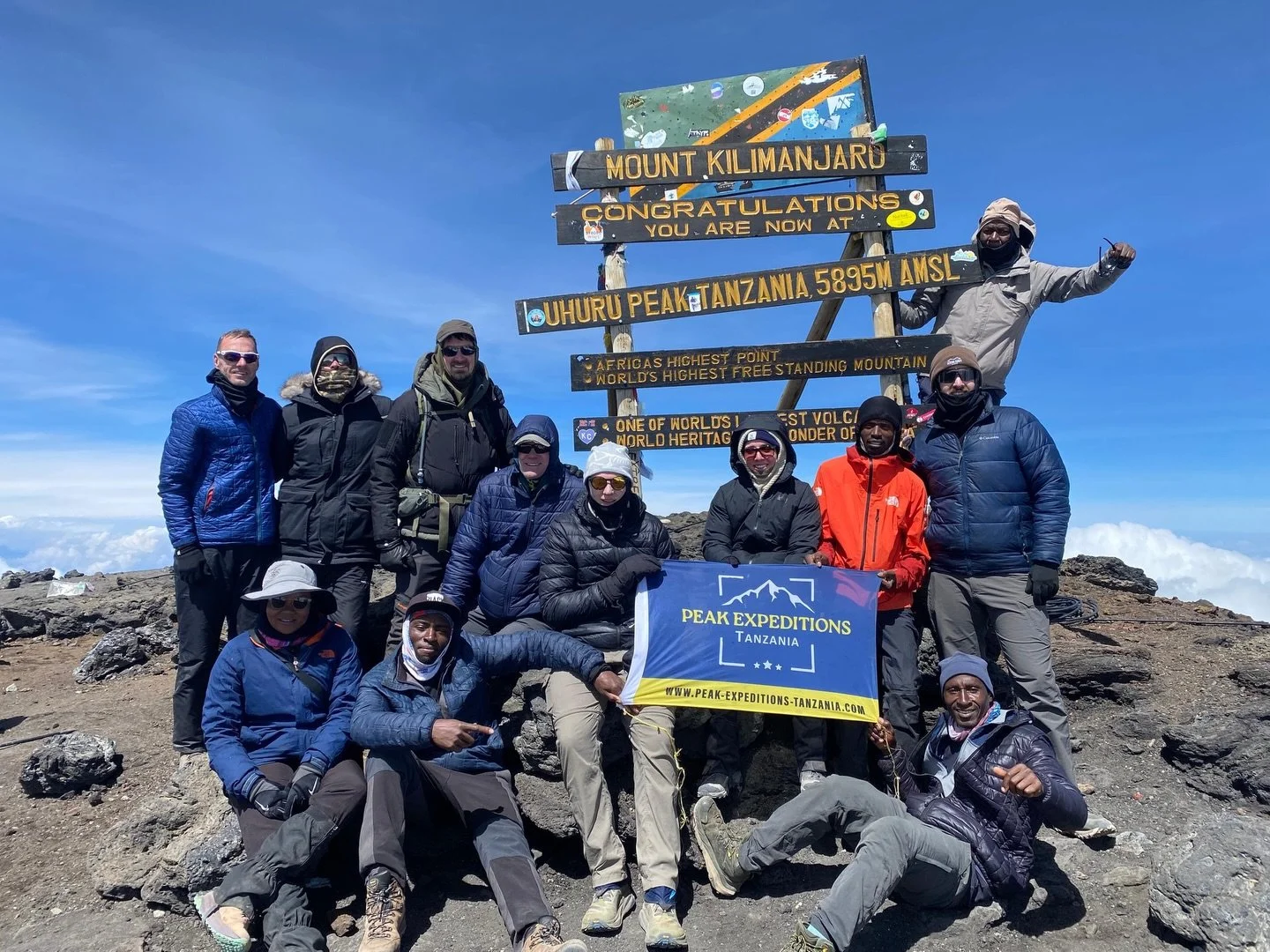 Team Levi at Uhuru Peak, 5,895m 🏔️🇹🇿

Dave, Levi, William, Cortland, Lucas, Ruby, and Adam you did it! 

Against the cold, the altitude, and every doubt the team stood together and reached the Roof of Africa.

True grit, shared laughs, hard days, 