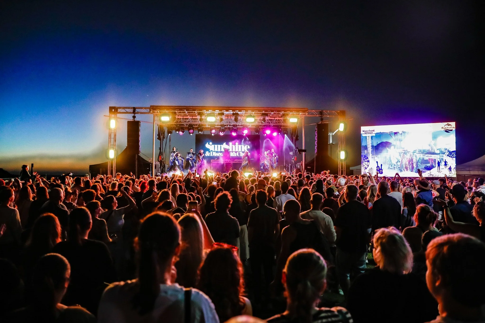 Synergy Events Group provided the complete main stage production package for the Frankston @waterfrontfest. Our team managed audio, lighting &amp; vision for a diverse lineup, including headliners Hockey Dad, alongside Gordi, Jack Botts, and a massiv