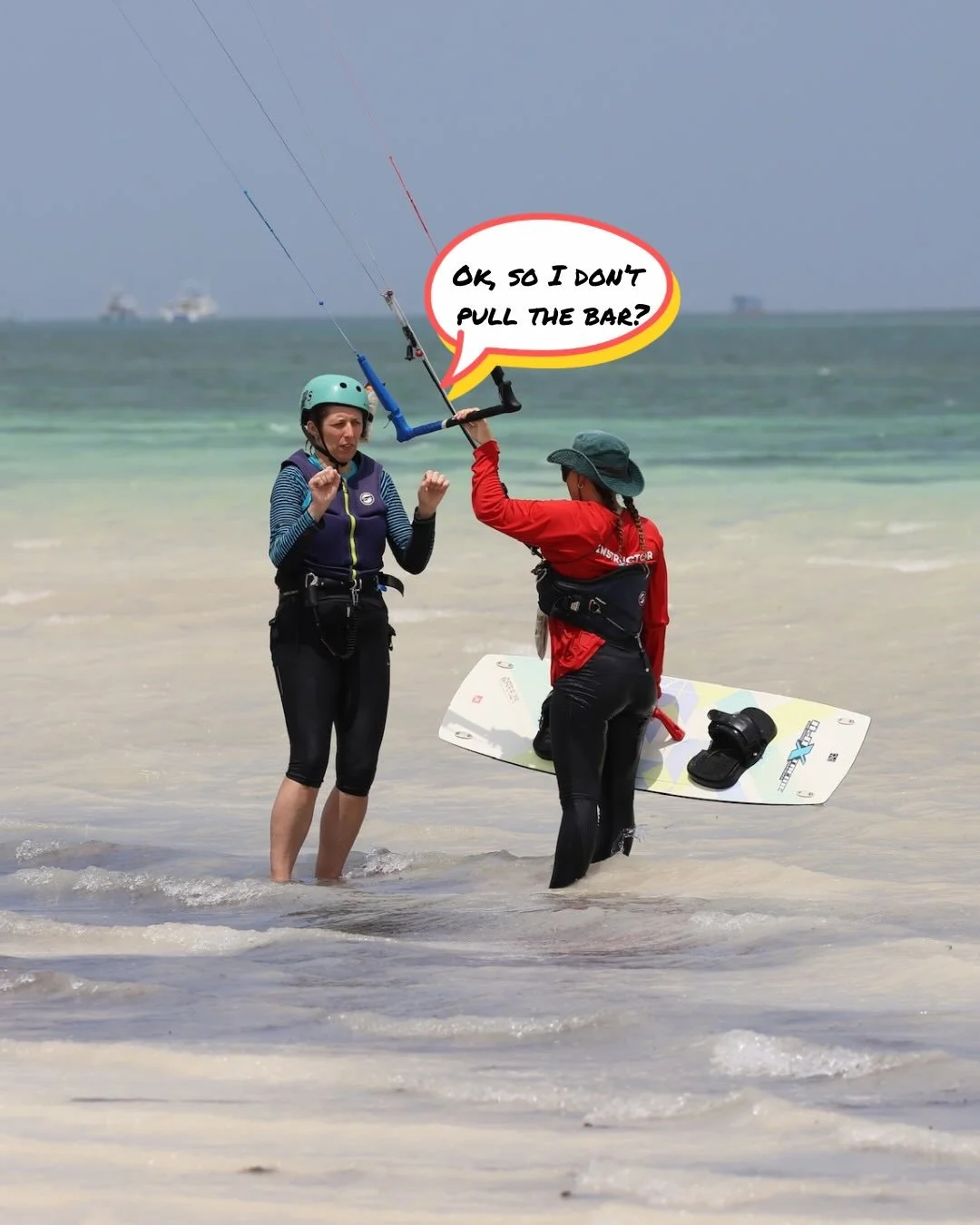 The two phrases you&rsquo;ll hear more than anything else:
&ldquo;Don&rsquo;t pull the bar.&rdquo;
&ldquo;Dive the kite.&rdquo;

It feels completely unnatural at first - we know.

But trust us&hellip; there&rsquo;s a reason we say it on repeat 😉

#H