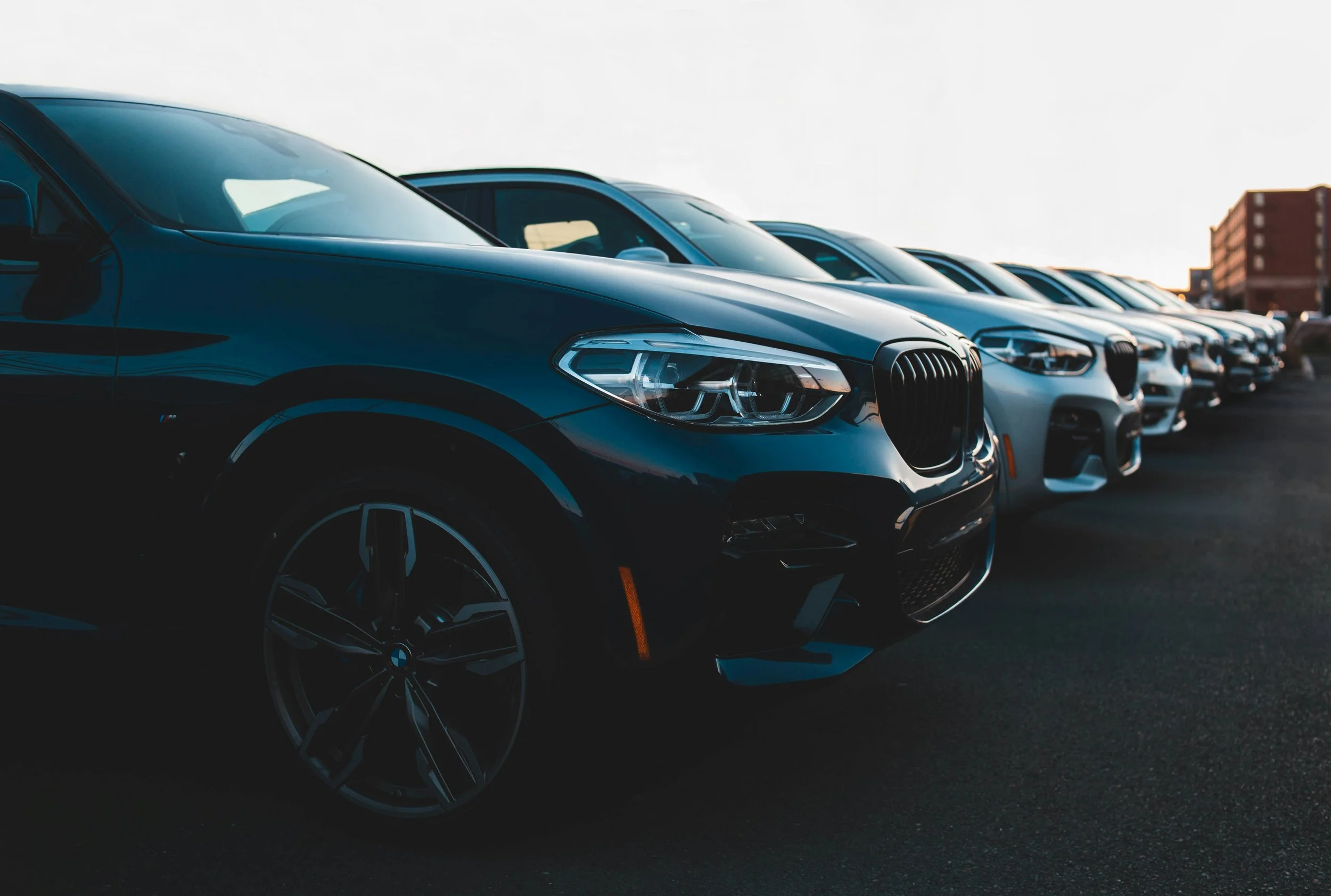 Row of cars at a dealership
