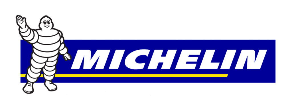 Michelin logo featuring the Michelin Man waving, with the word 'MICHELIN' in bold white letters on a blue background.