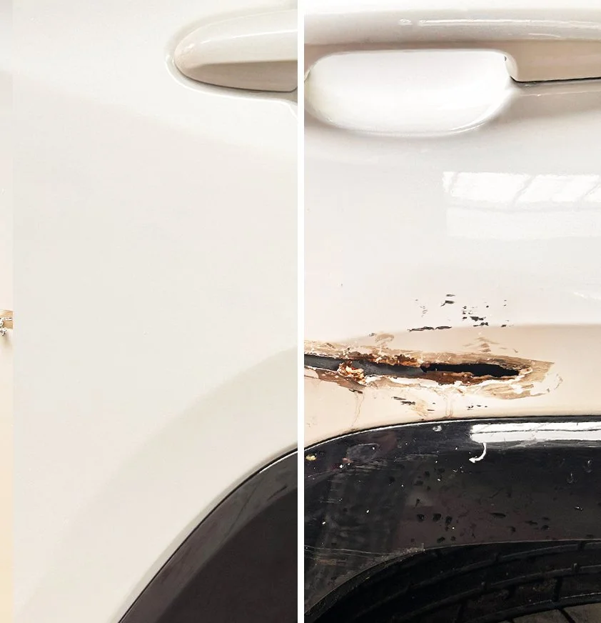 Before and After of a Door Panel Repair