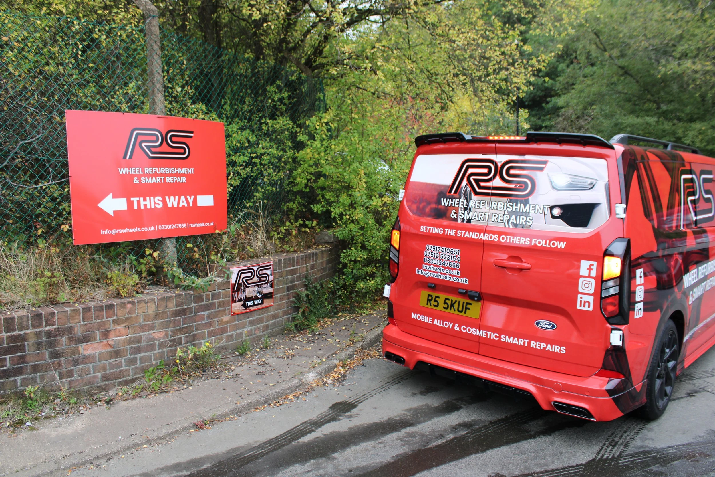 a new rs wheels van outside the Sheffield workshop