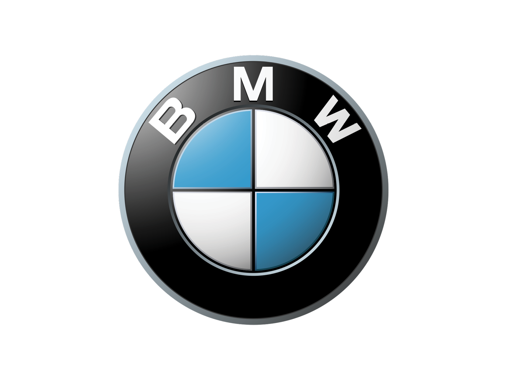 BMW logo with black, blue, and white circular emblem.