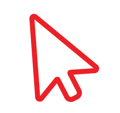 Close-up of a computer cursor icon, red outline and white interior.
