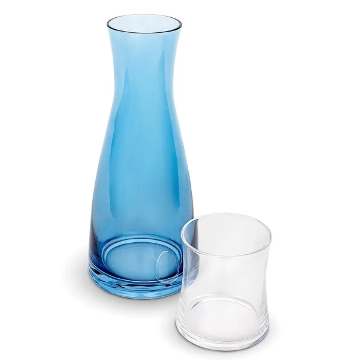 Blue Water Carafe with Clear Tumbler