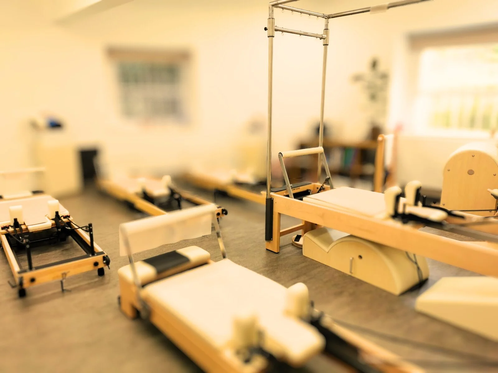 Fully equipped Pilates studio at Studio Di Rosa in Shankill, Dublin, featuring professional Reformer and Pilates apparatus for varied, personalised movement.
