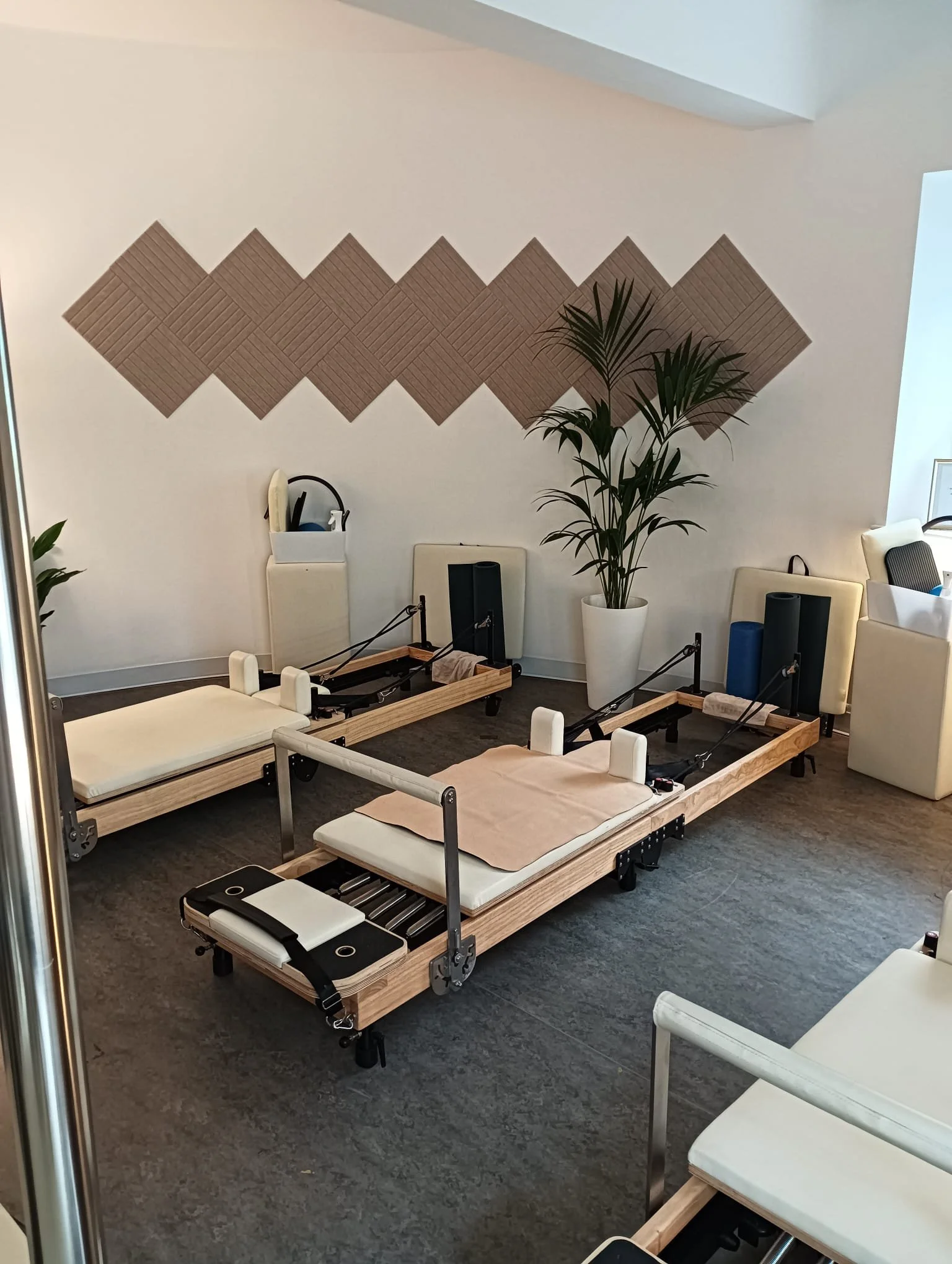 Pilates Reformer studio in Shankill, Dublin, offering a calm and welcoming space for small group Pilates classes.