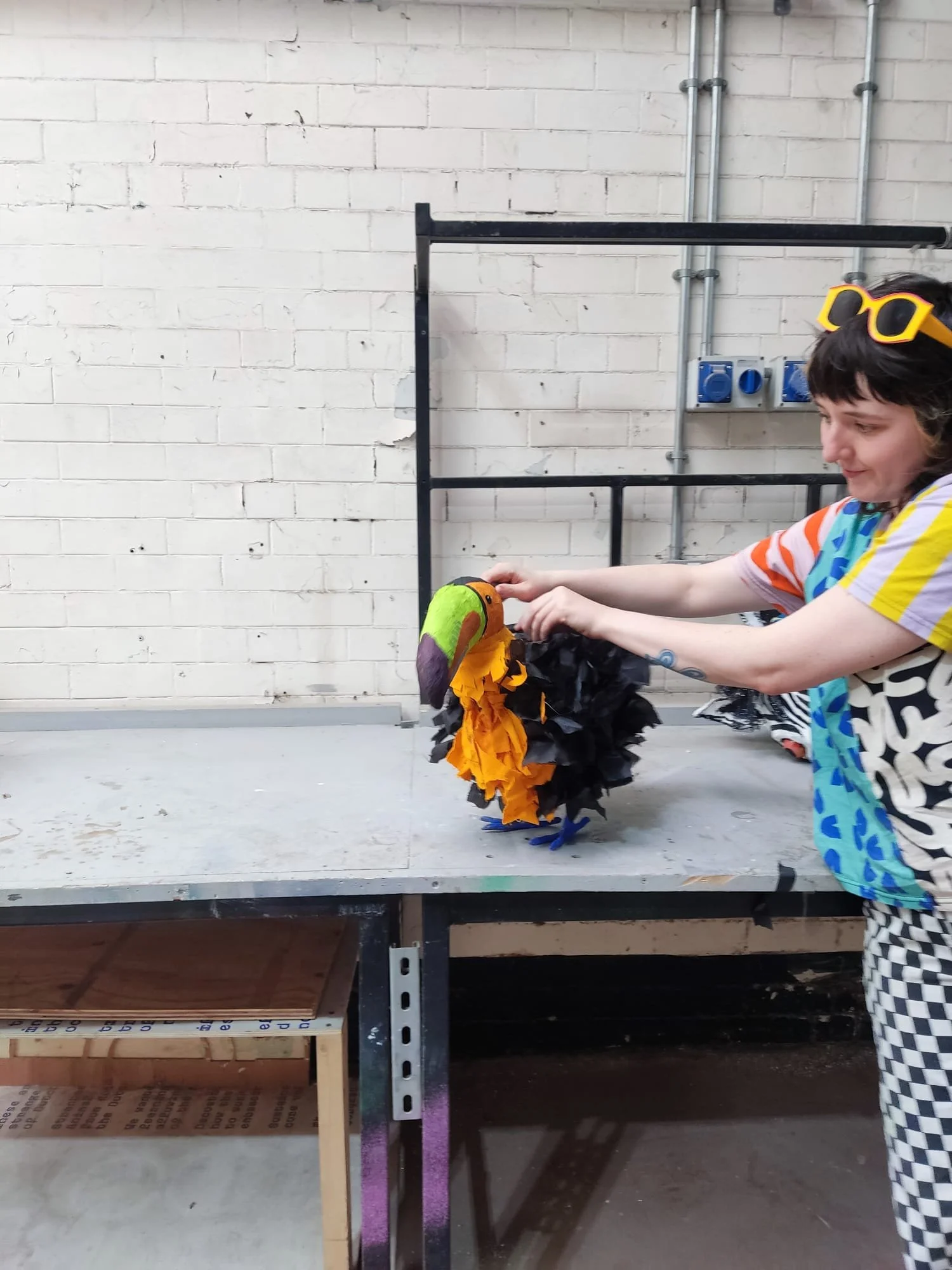 Toucan puppet made with students from Bedford High School, as part of Stage Directions with the Lowry. May 2025