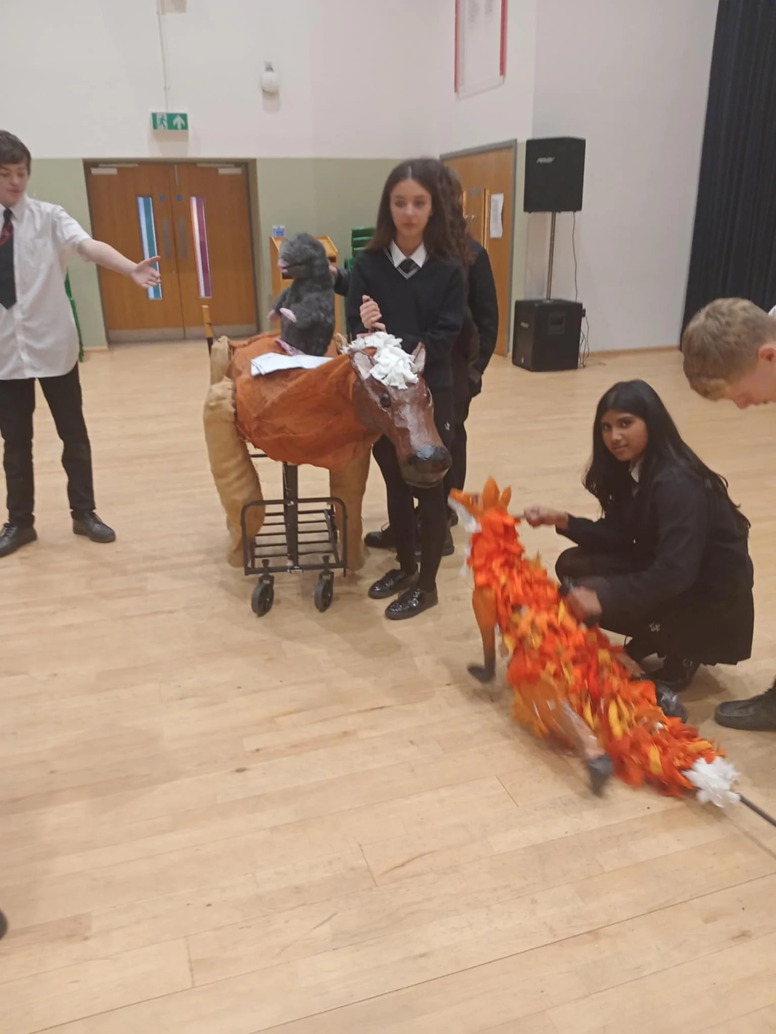 Horse puppet made with students from Great Academy Ashton for their Christmas production of 'The Boy, the Mole, the Fox and the Horse'. December 2025