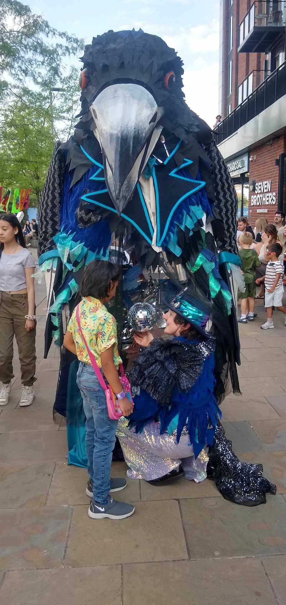 Amy Hegarty- facilitator and costume maker for The Collector- a walkabout act by Walk the Plank. Puppet made by Kerith Ogden.

