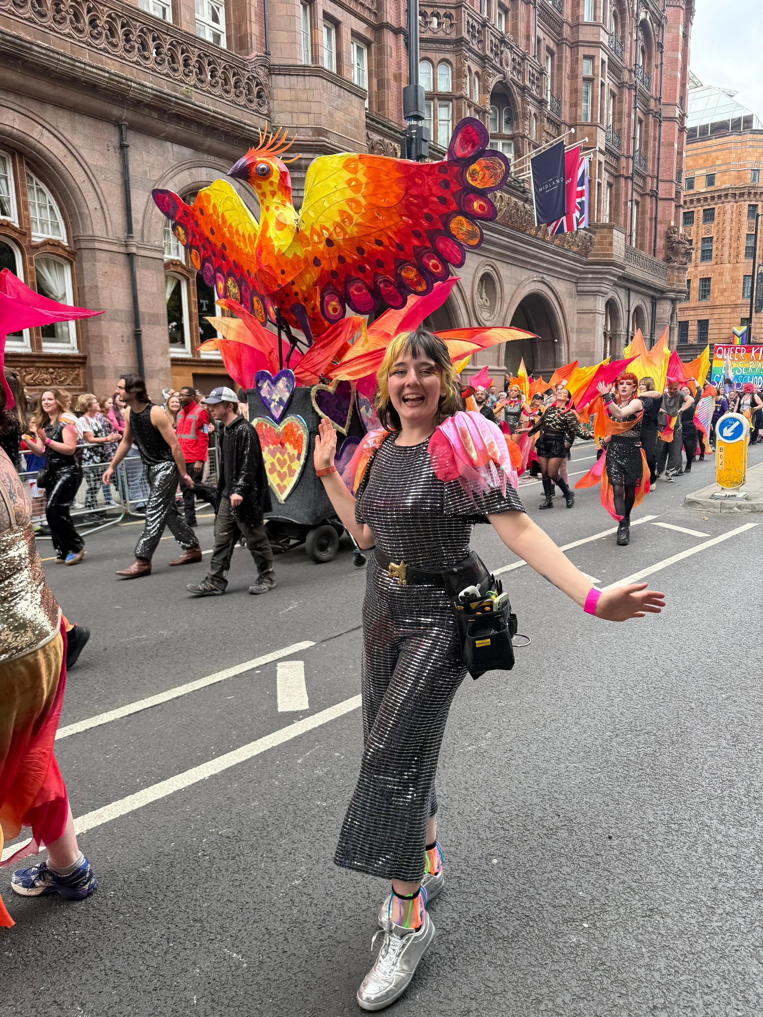 Manchester Pride 2025. Section designed and made by Amy Hegarty, Assisted by Josie Roberts and Danielle De La Wonk