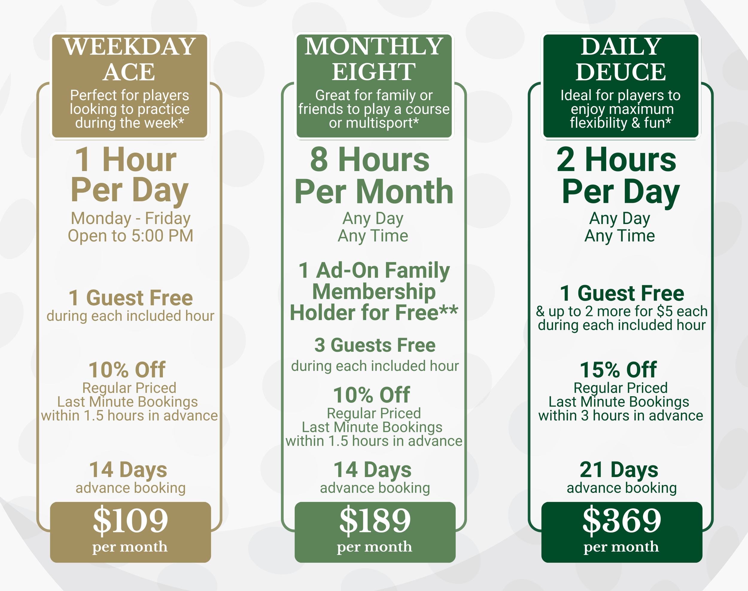 Golf Hour Membership Pricing