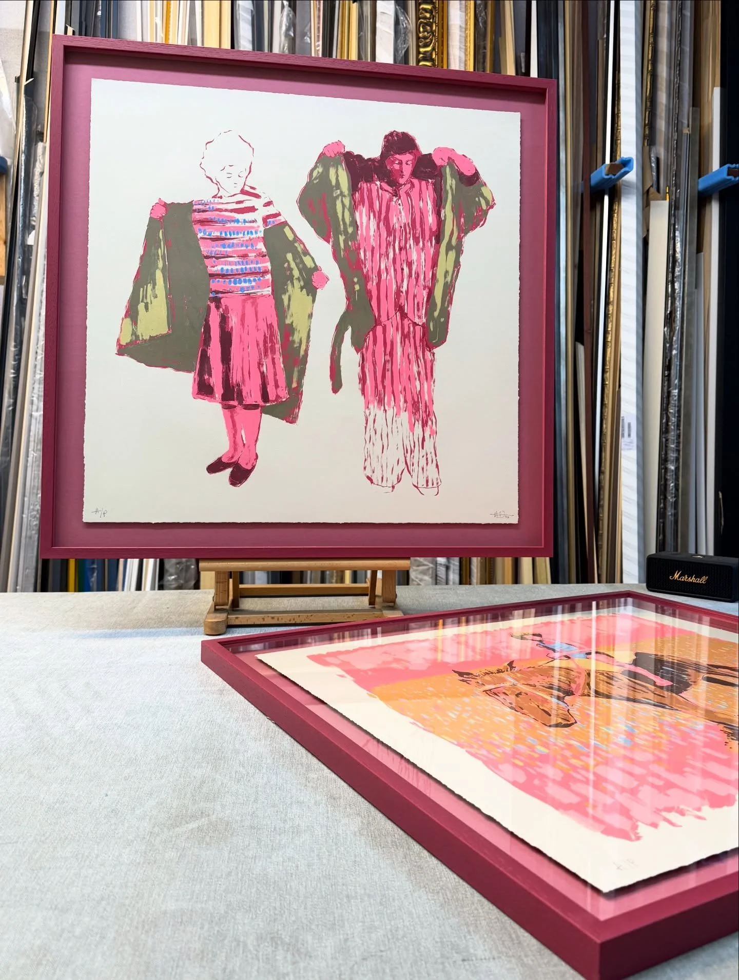 A pink pallet working wonders on these two stunning prints by @amy_dury 🌸

As a matching pair. Both pieces are shadow floated onto a blush pink mount with a rich raspberry red stained frame.

the colours used for these might be my new fav paring!
-
