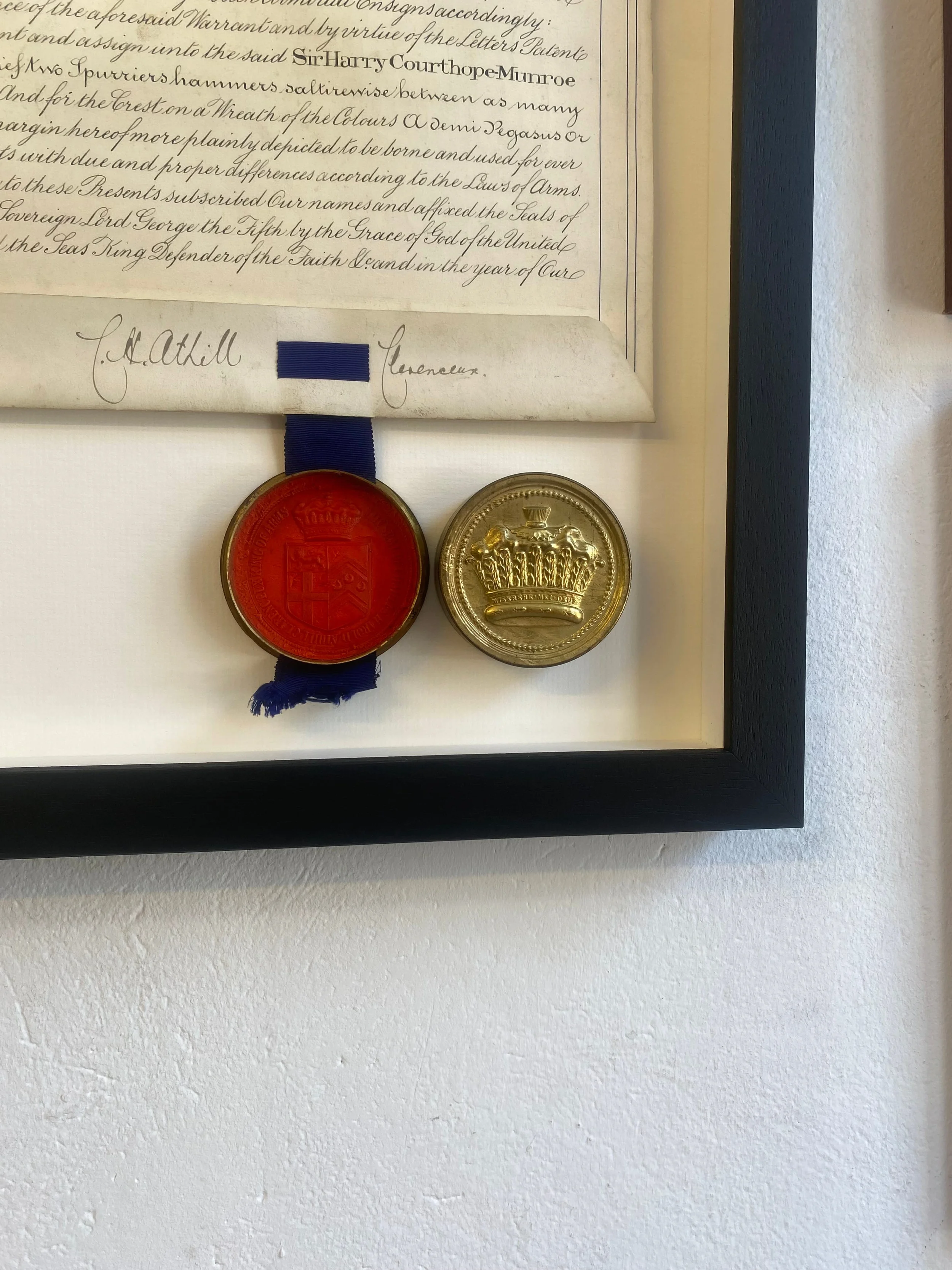 medal and document framed