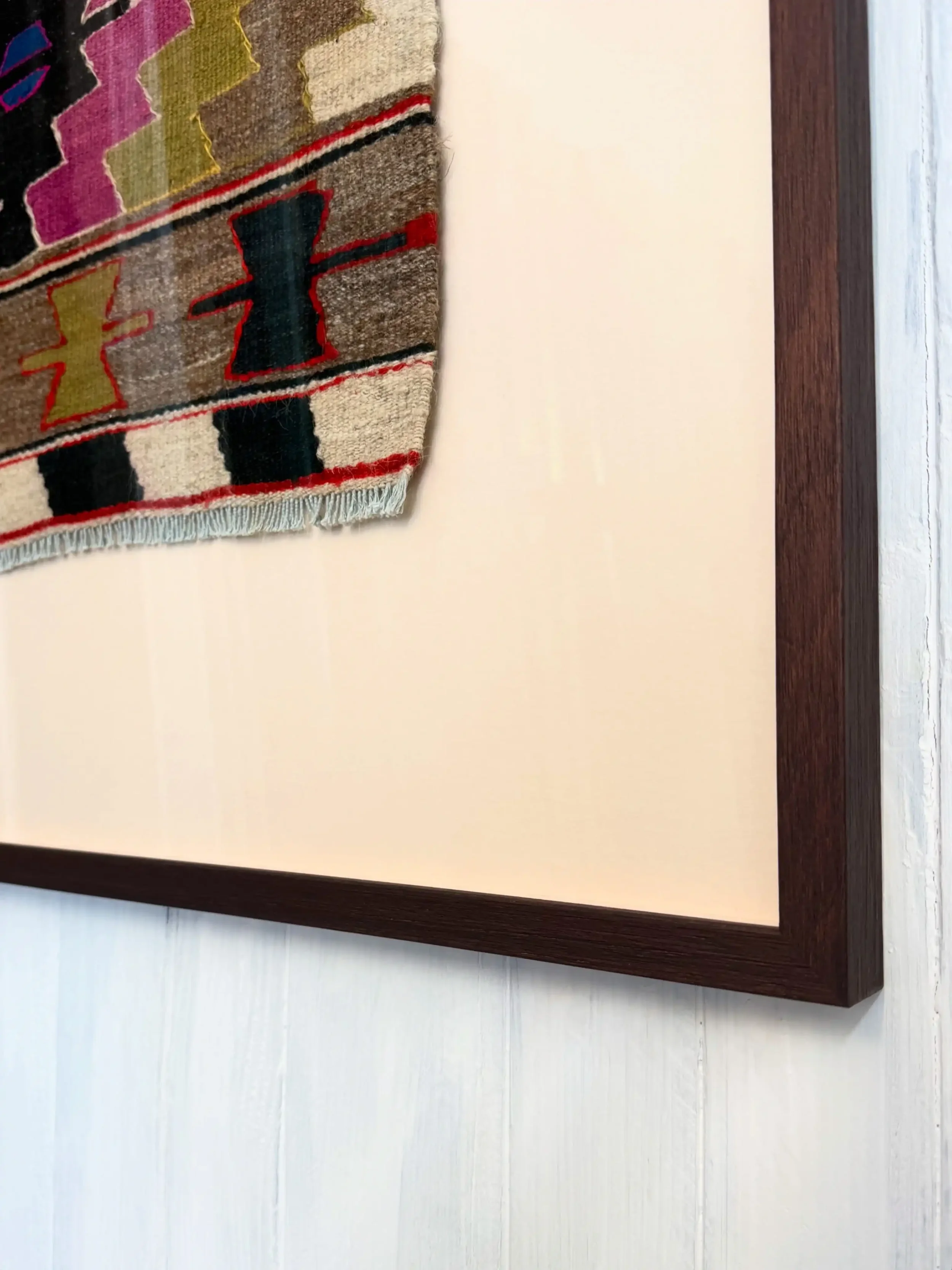 Close up of framed textile