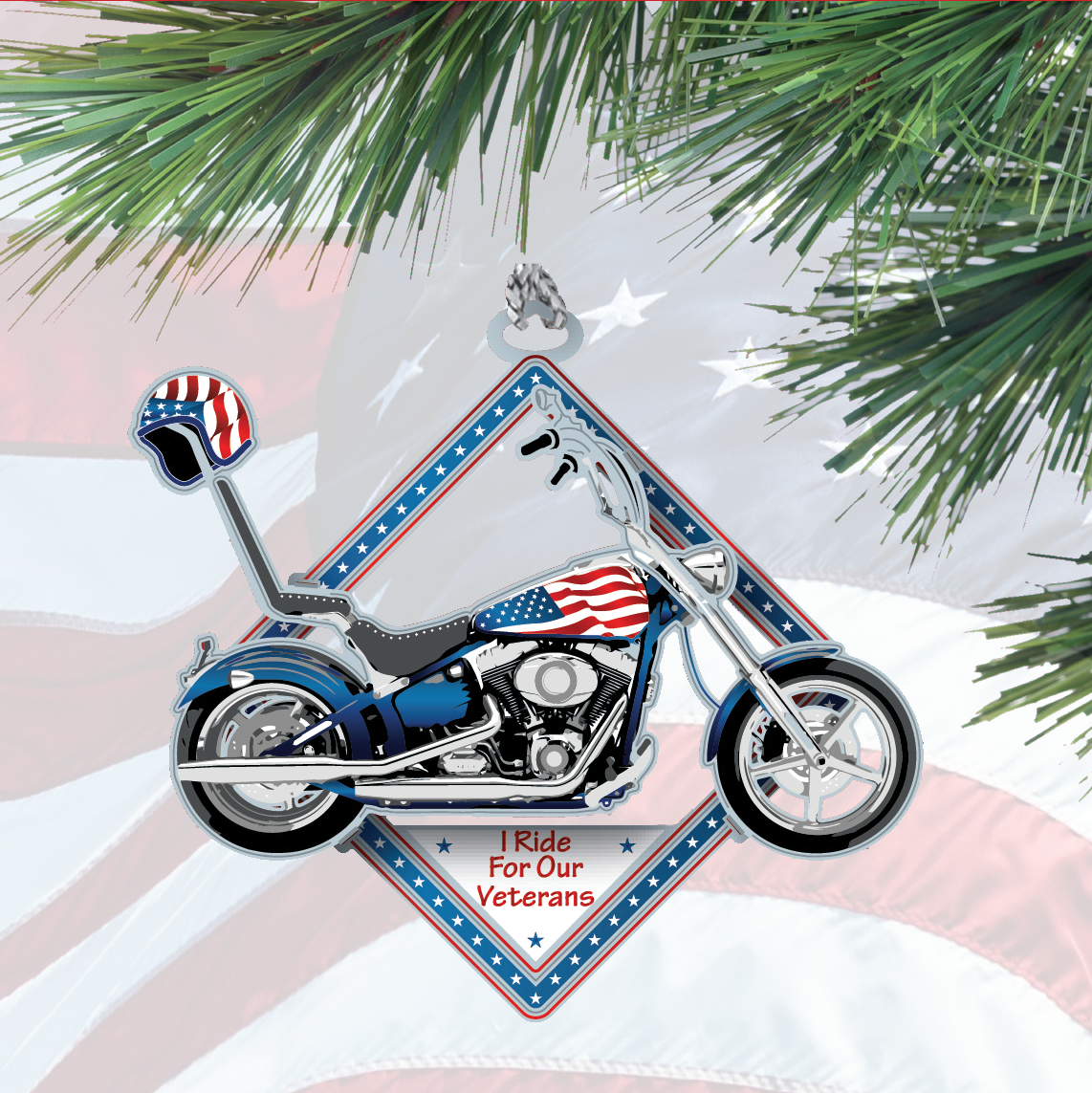 "I Ride for Veterans" Holiday Ornament