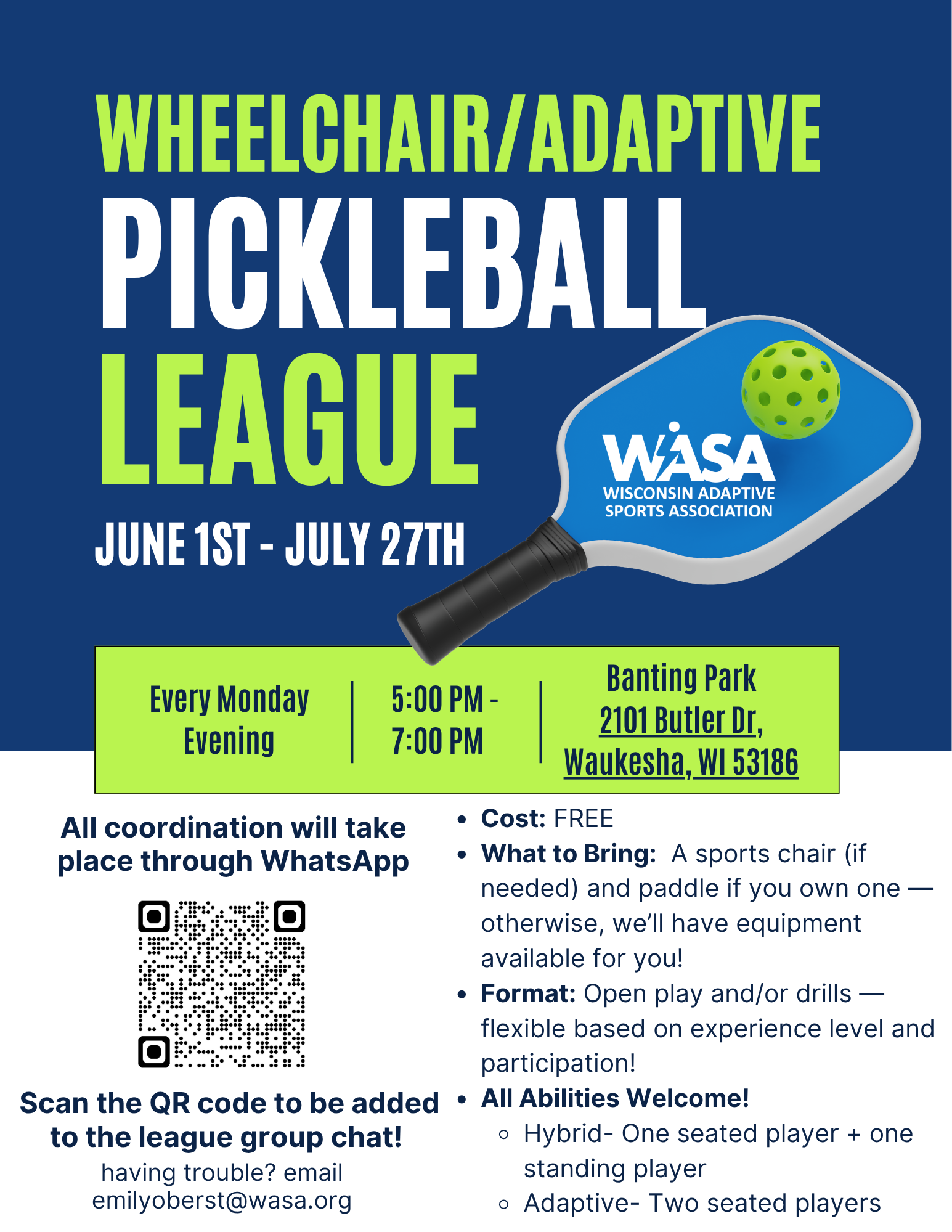 Adaptive Pickleball Mondays