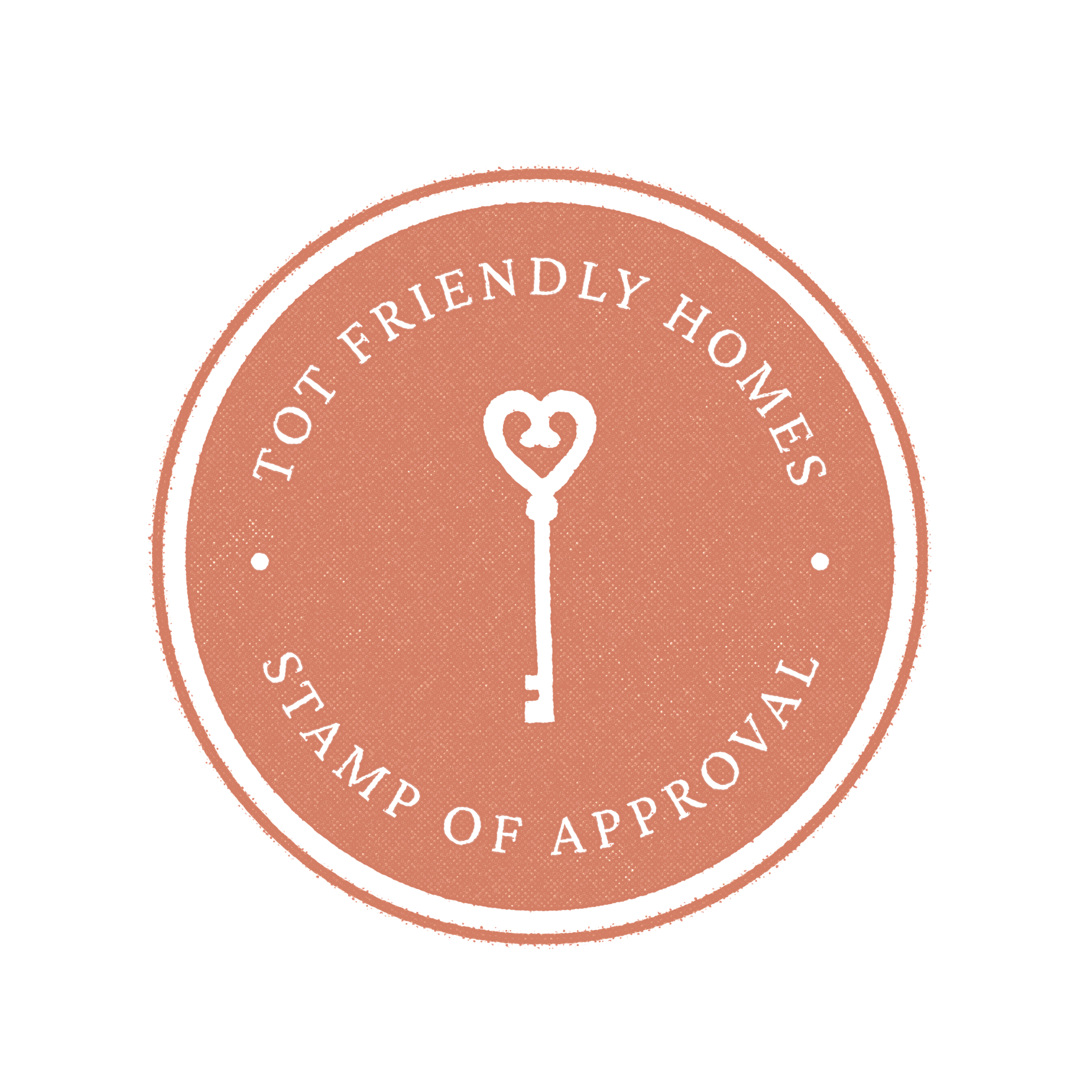 Close-up of a circular logo with pink background and black text that reads 'Friendly Home' and 'of Appers'.