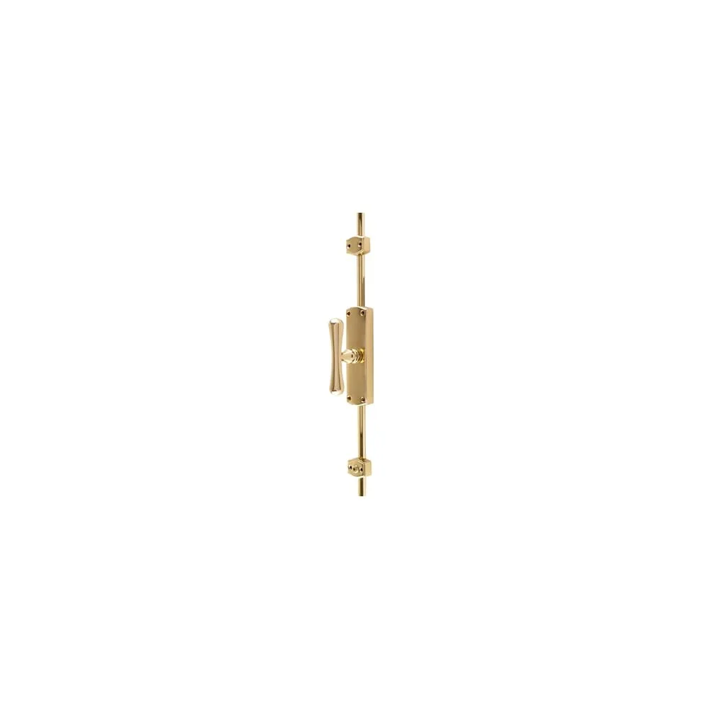 Hampstead Fluted Knob Locking Espagnolette Bolt - 2400 x 38mm - Polished Brass