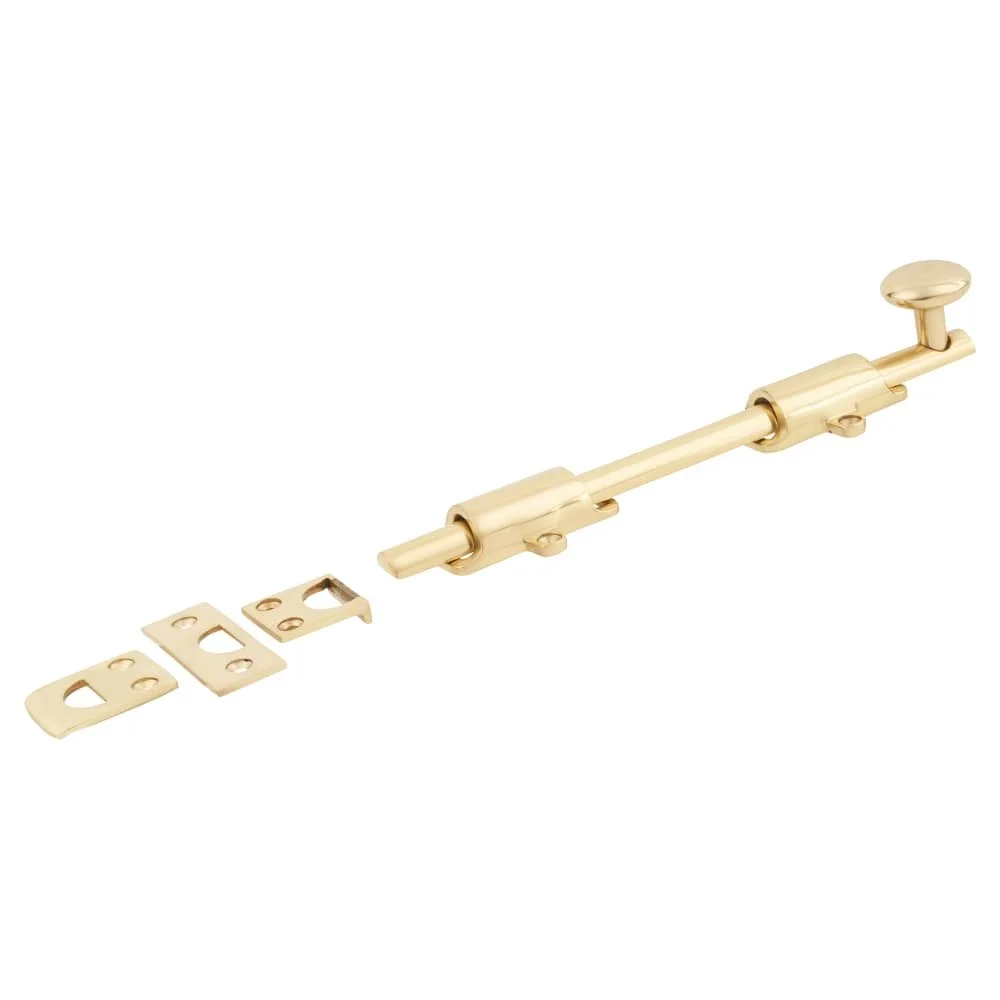 Hampstead French Door Bolt/Flat Section Bolt - 202 x 42mm - Polished Brass