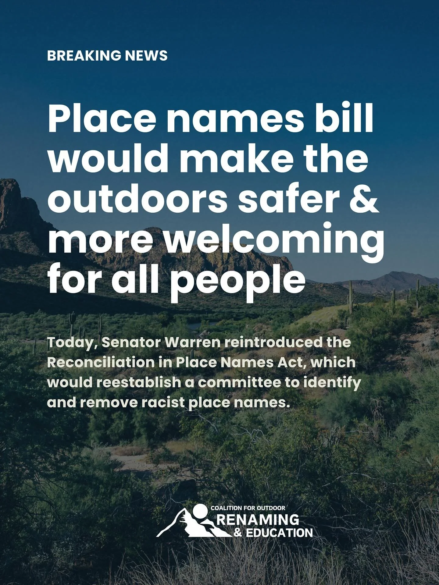 Today, @senwarren reintroduced the Reconciliation in Place Names Act. This legislation would reinstate a DOI committee to identify and replace derogatory names.
This reintroduction comes as the Trump administration is returning racist and derogatory