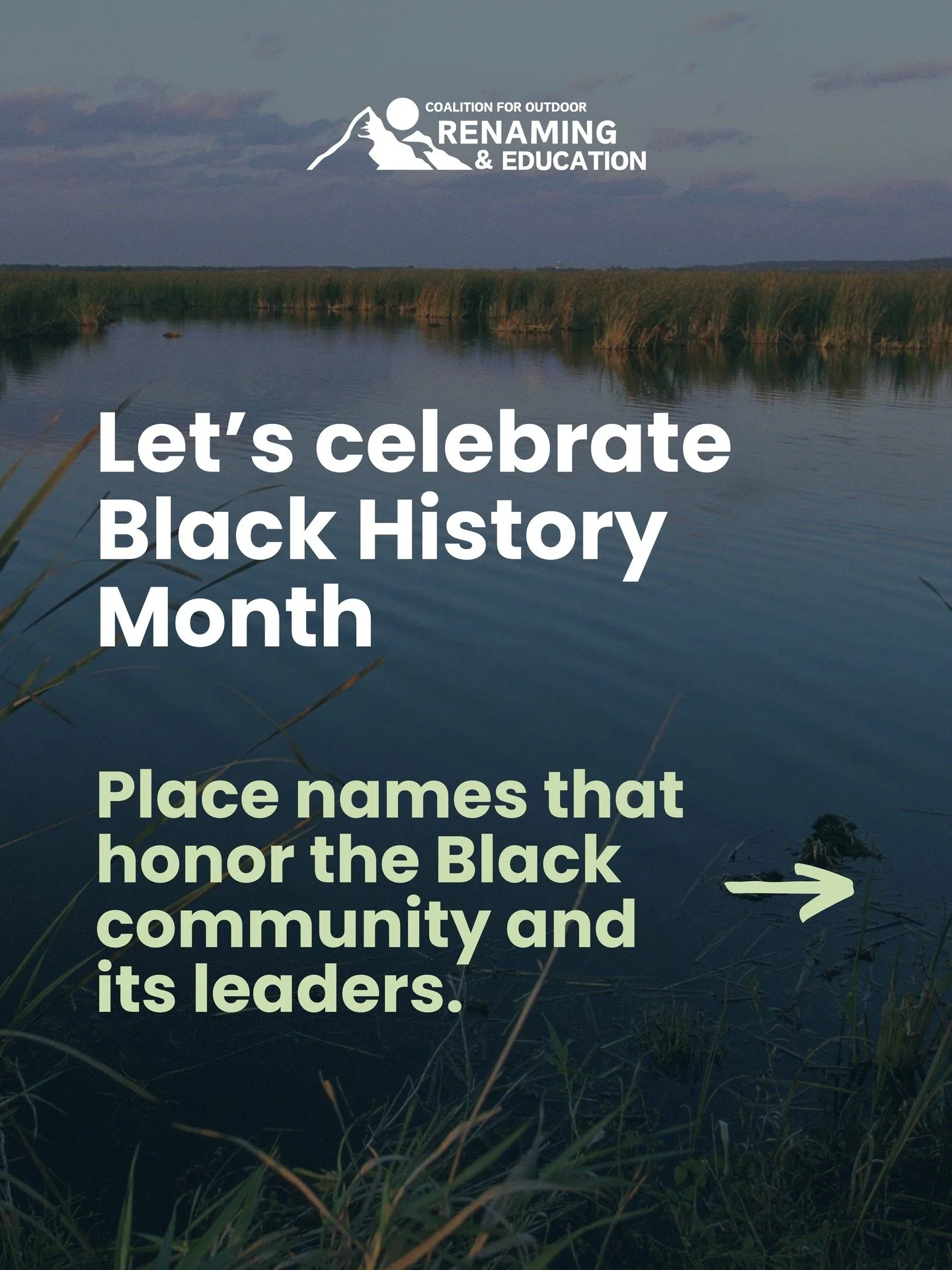 In honor of #BlackHistoryMonth, we&rsquo;re spotlighting places reclaimed in the pursuit of justice. Whose stories do our place names really tell?

#NamesMatter #OutdoorRenaming #TruthOnTheLand #ReconciliationInPlaceNames #BlackHistoryMonth