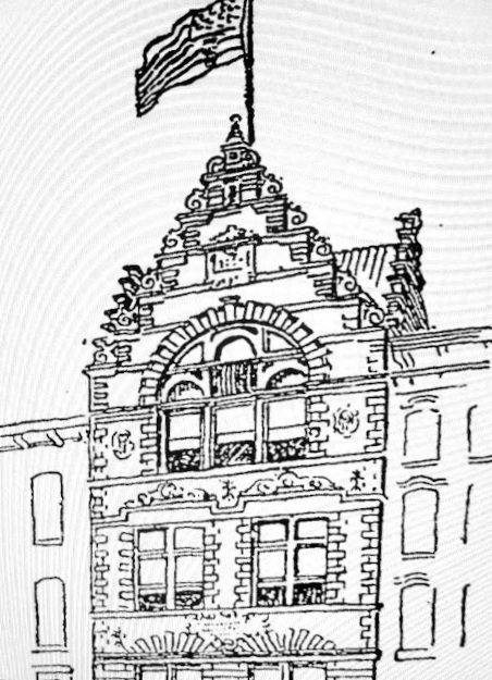 The original stepped gable and Spanish-tiled roof. The New York Times September 11, 1895.