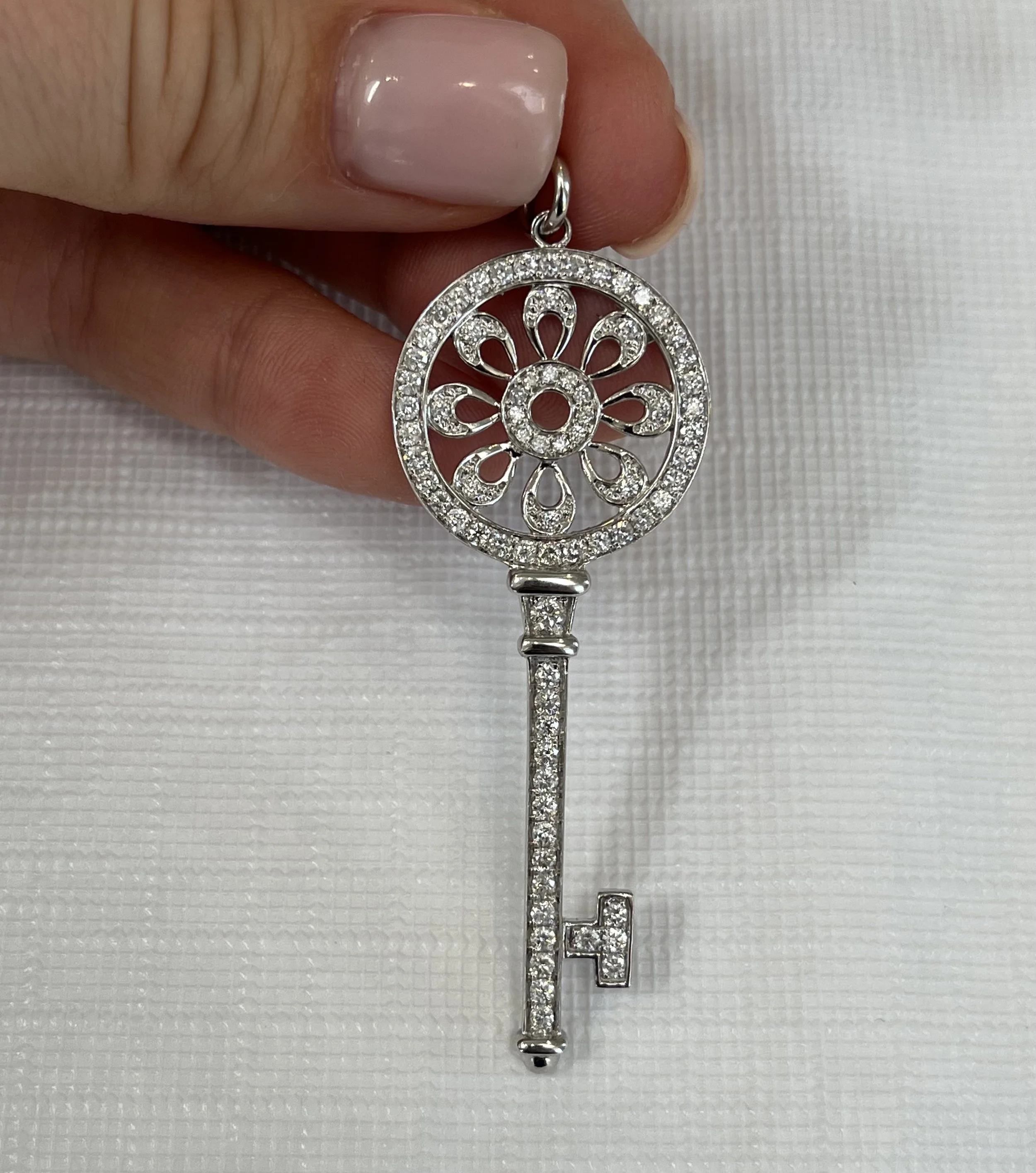 18k Diamond Key Pendant