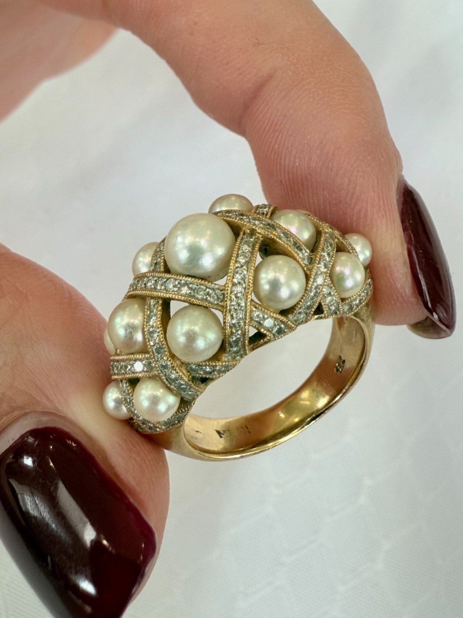 18k Pearl & Diamond Ring