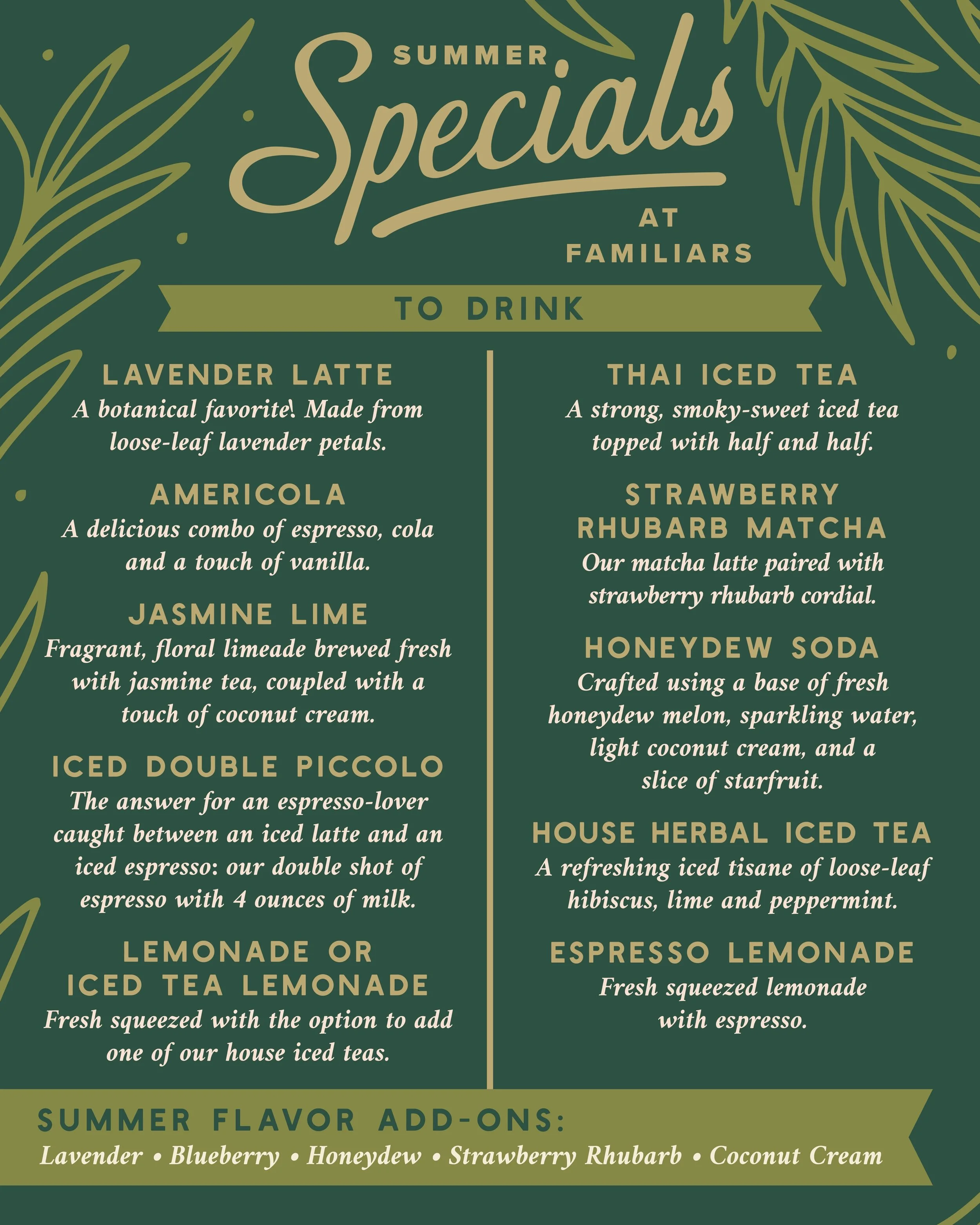 Summer menus are live!! ☀️🥪🍹
We have some returning icons as well as some new additions. As always, these menus feature the freshest ingredients and intentionally crafted recipes. We can&rsquo;t wait for you to try!!

We also have NEW HOURS!! ‼️
M-