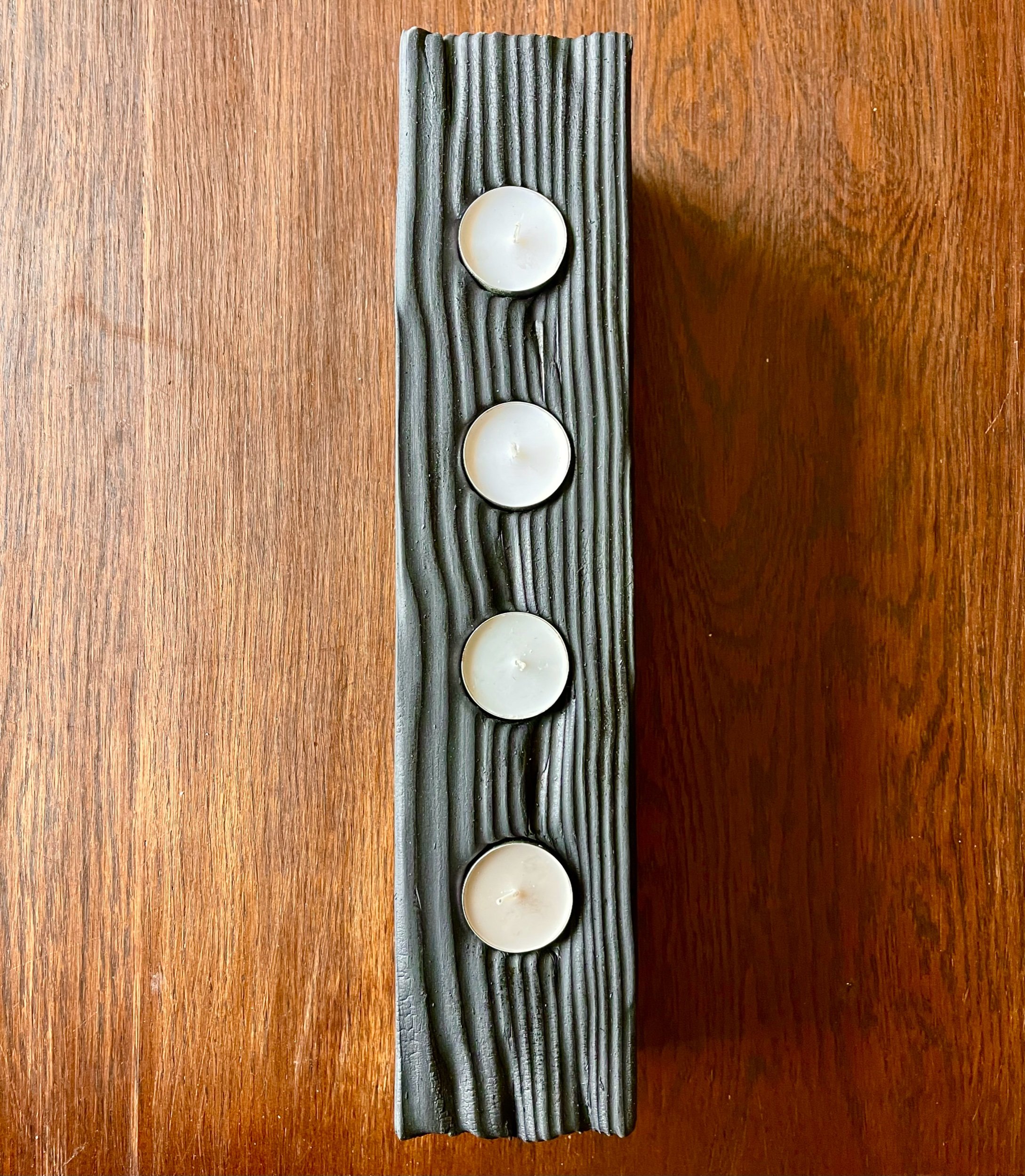 Horizontal Charred Timber Tealight Holder