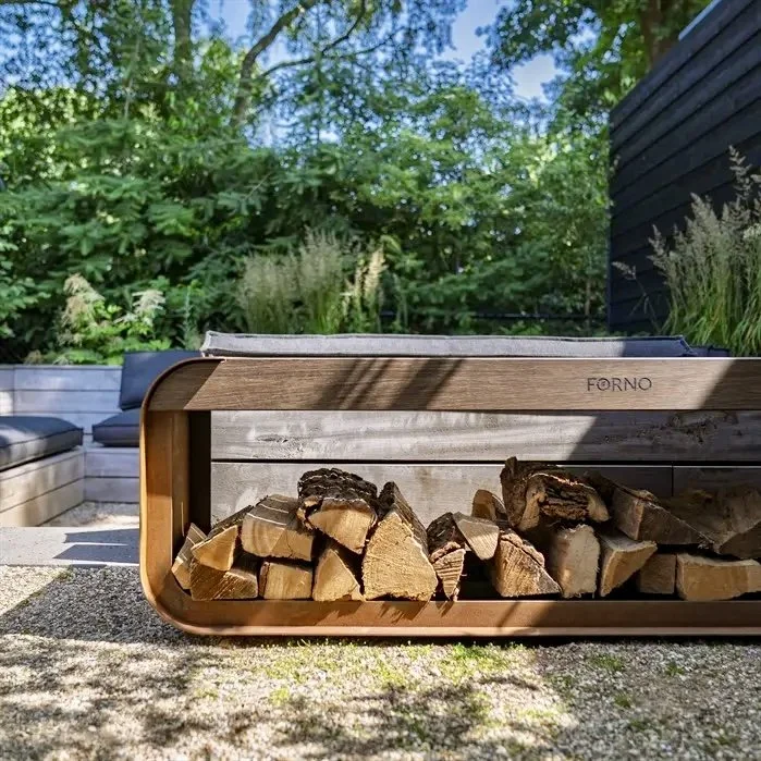 Corten steel Wood storage SERRA WITH SEAT