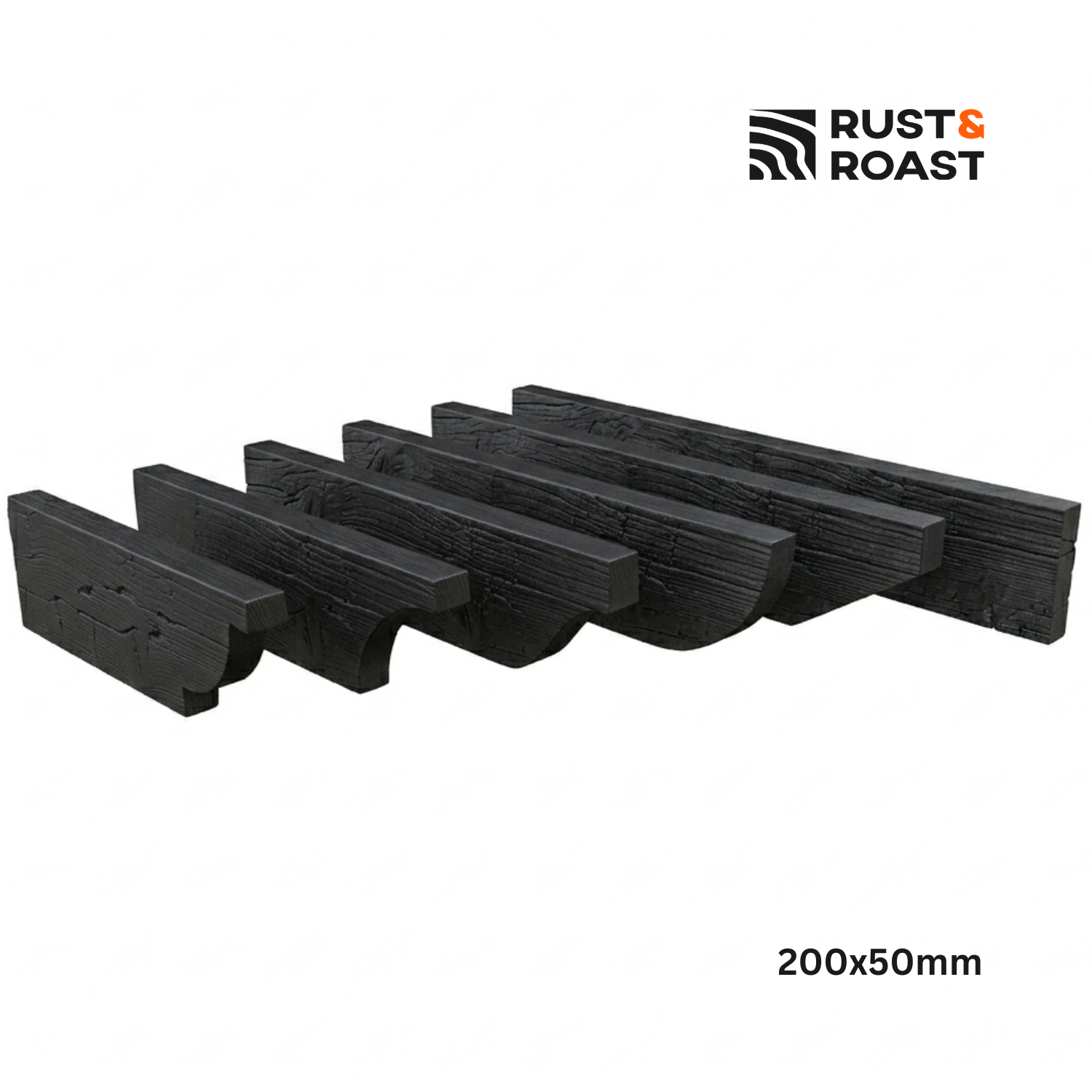 Charred Douglas Fir Pergola Rafter Rails 200x50mm