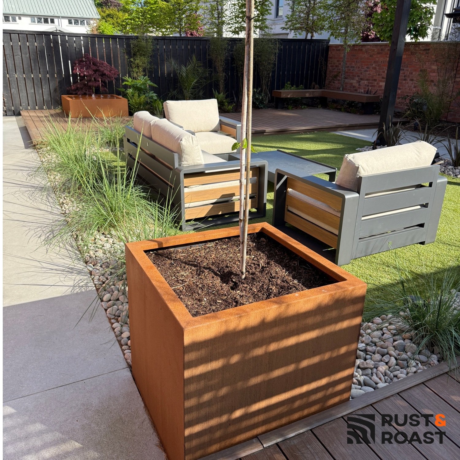 Squared Corten Steel Planters