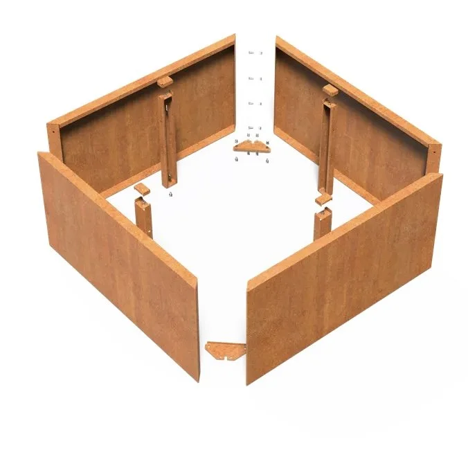 Square Connect Corten Steel Planter (without bottom)