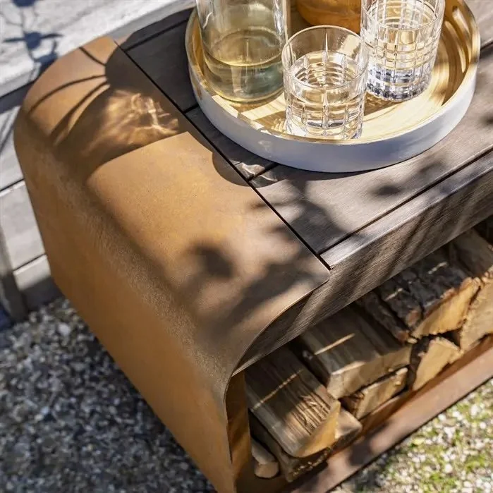 Corten steel Wood storage SERRA WITH SEAT