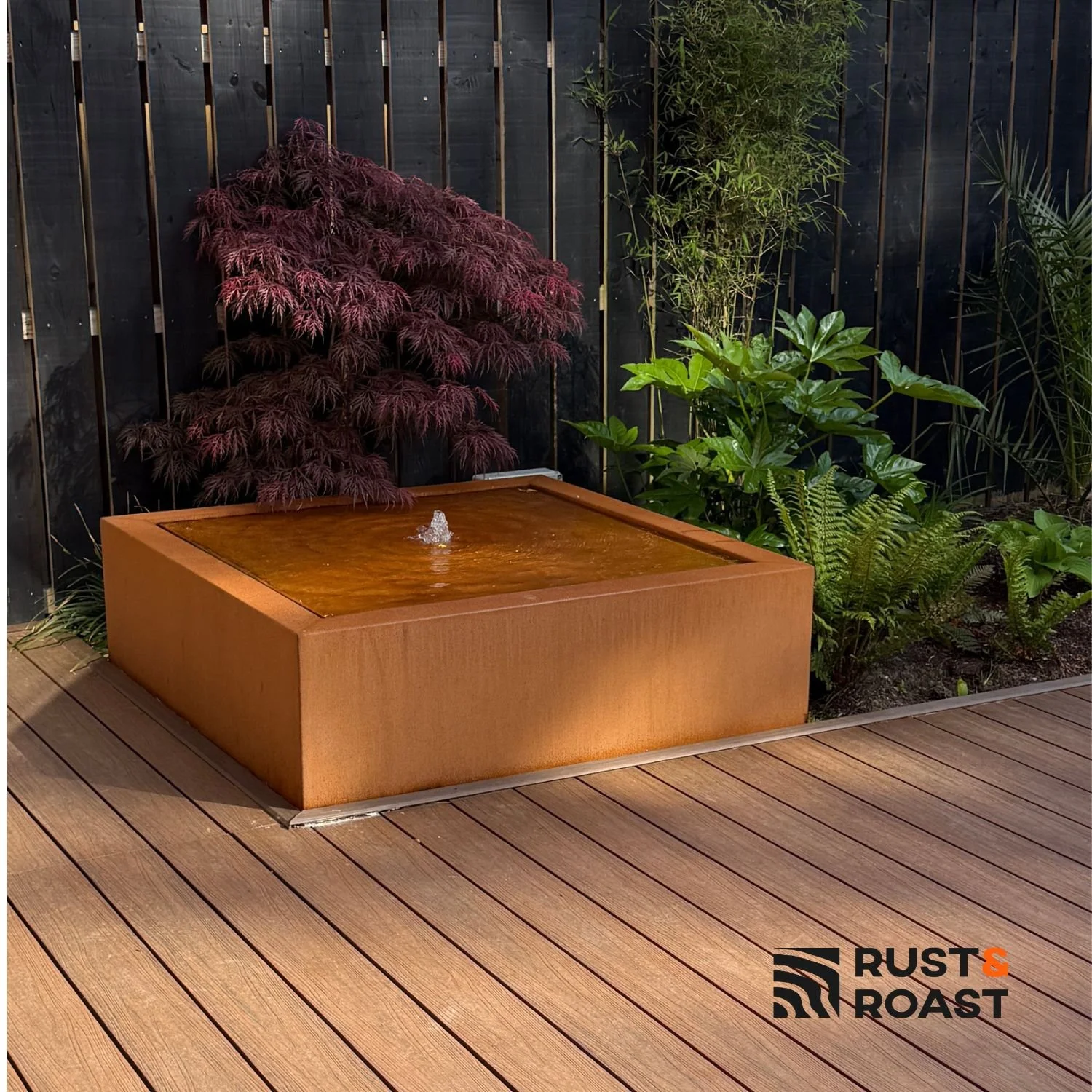 Corten Steel Water Table with pump & LED light