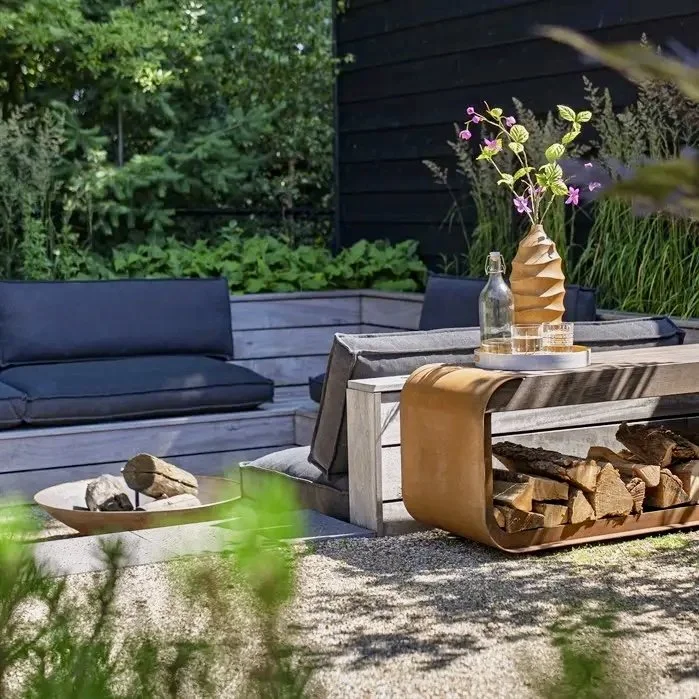 Corten steel Wood storage SERRA WITH SEAT