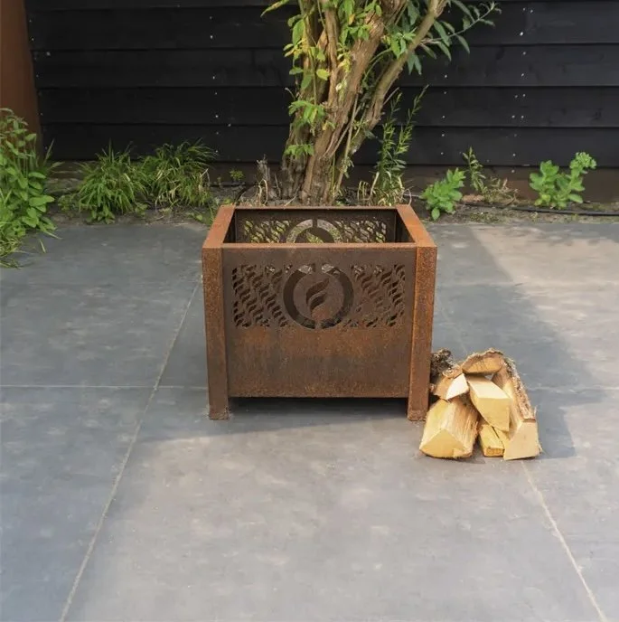 Corten Steel Fire Crate – Stylish & Weather-Resistant Garden Fire Pit