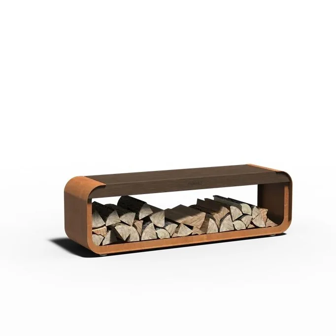 Corten steel Wood storage SERRA WITH SEAT