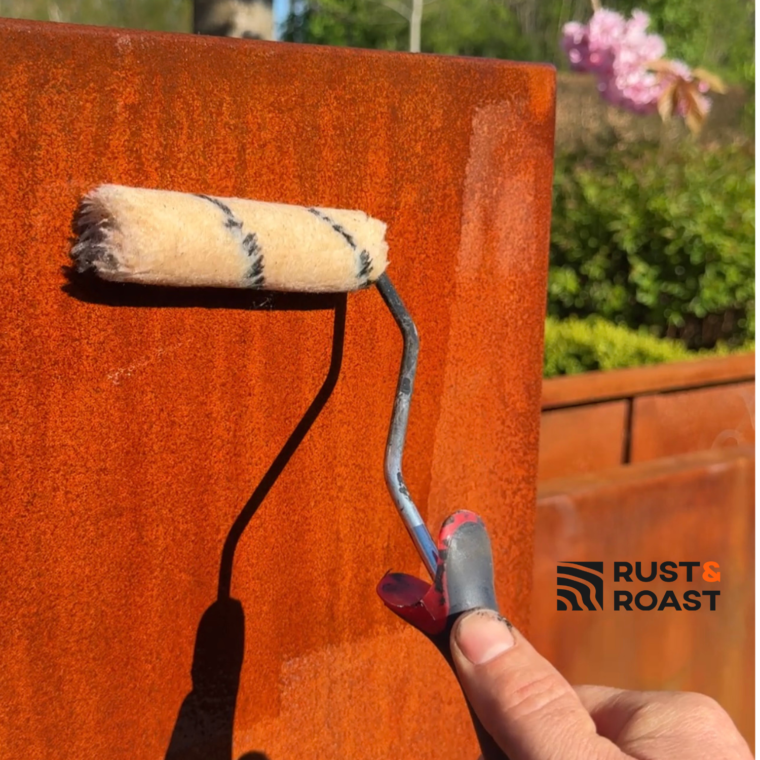 Finished corten steel surface protected with Owatrol Oil