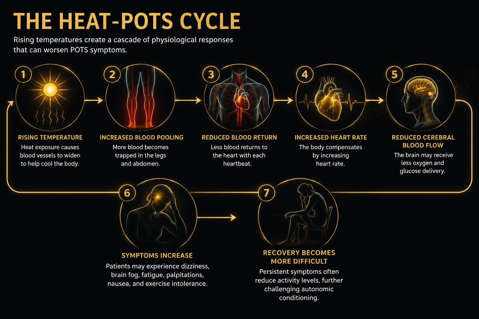Rising temperatures create a physiologic cascade that can significantly worsen symptoms in individuals with POTS and dysautonomia.