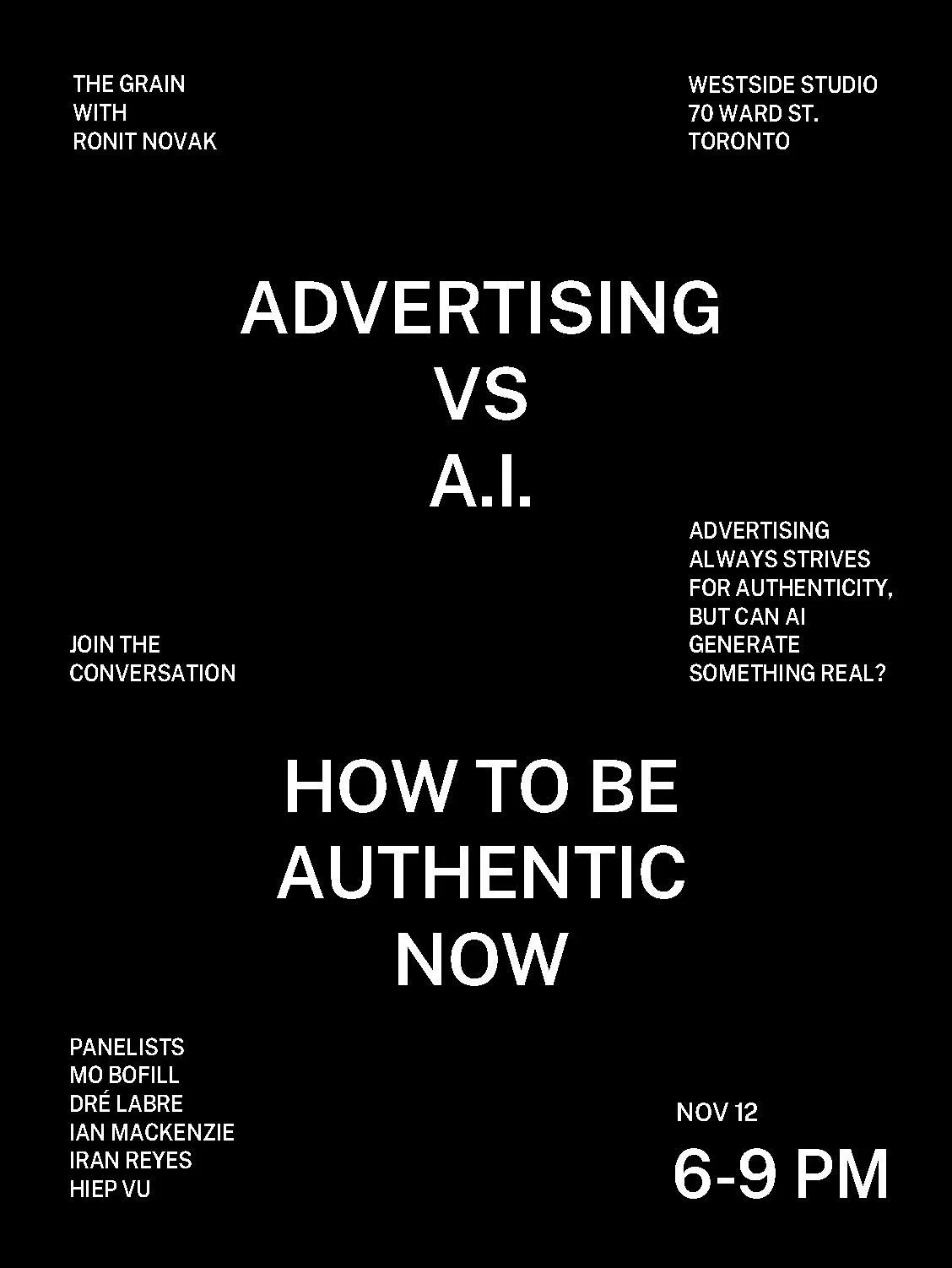 The great thing about assembling a panel event with Chief Creative Officers at award-winning advertising agencies, is they sometimes design their own promo. 
Thank you @mobofill for this beautiful take on ADVERTISING vs. AI: How to be authentic now.