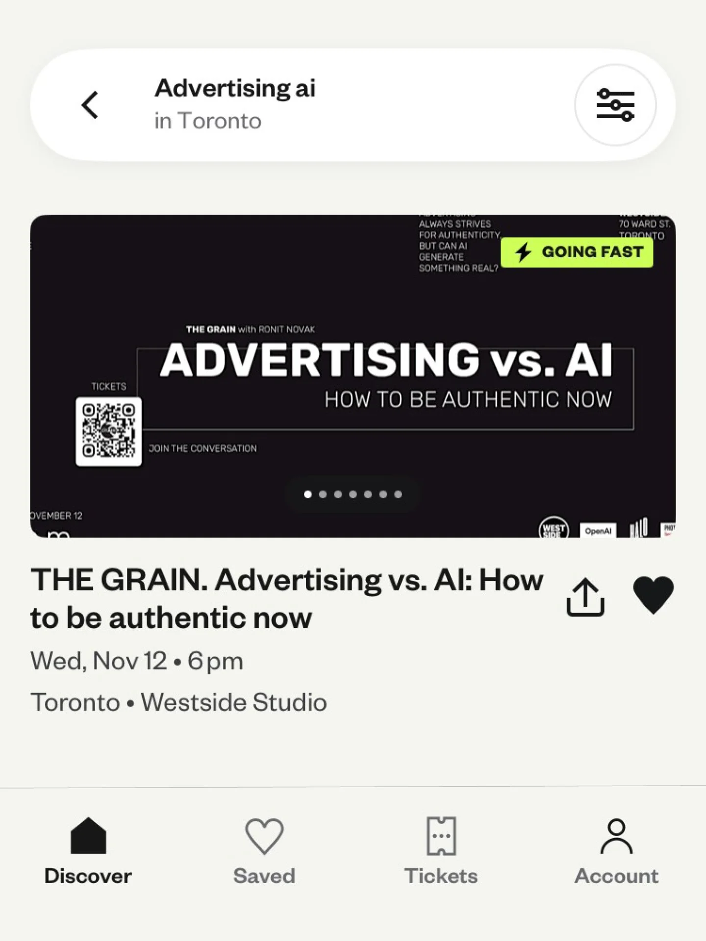 Tickets are going fast for ADVERTISING vs. AI: How To Be Authentic Now. ✨

This event will sell out so buy your tickets today. 💫

🔗 Link in bio

🔗 THEGRAIN-ADVERTISINGvsAI.eventbrite.ca

Won't be live-streamed. You gotta be there to share! 💖

I'l