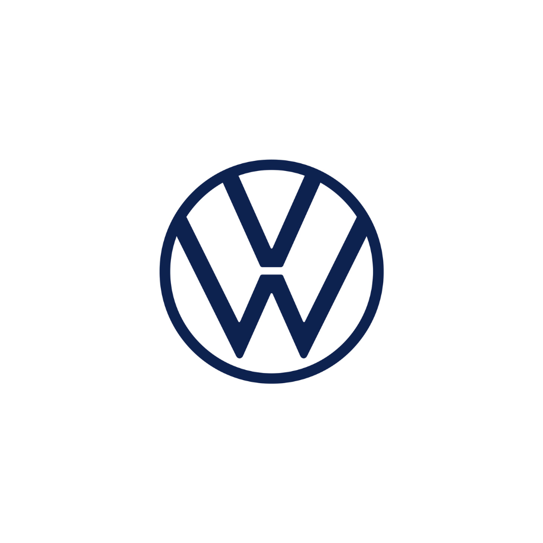 Blue Volkswagen logo on a white background.