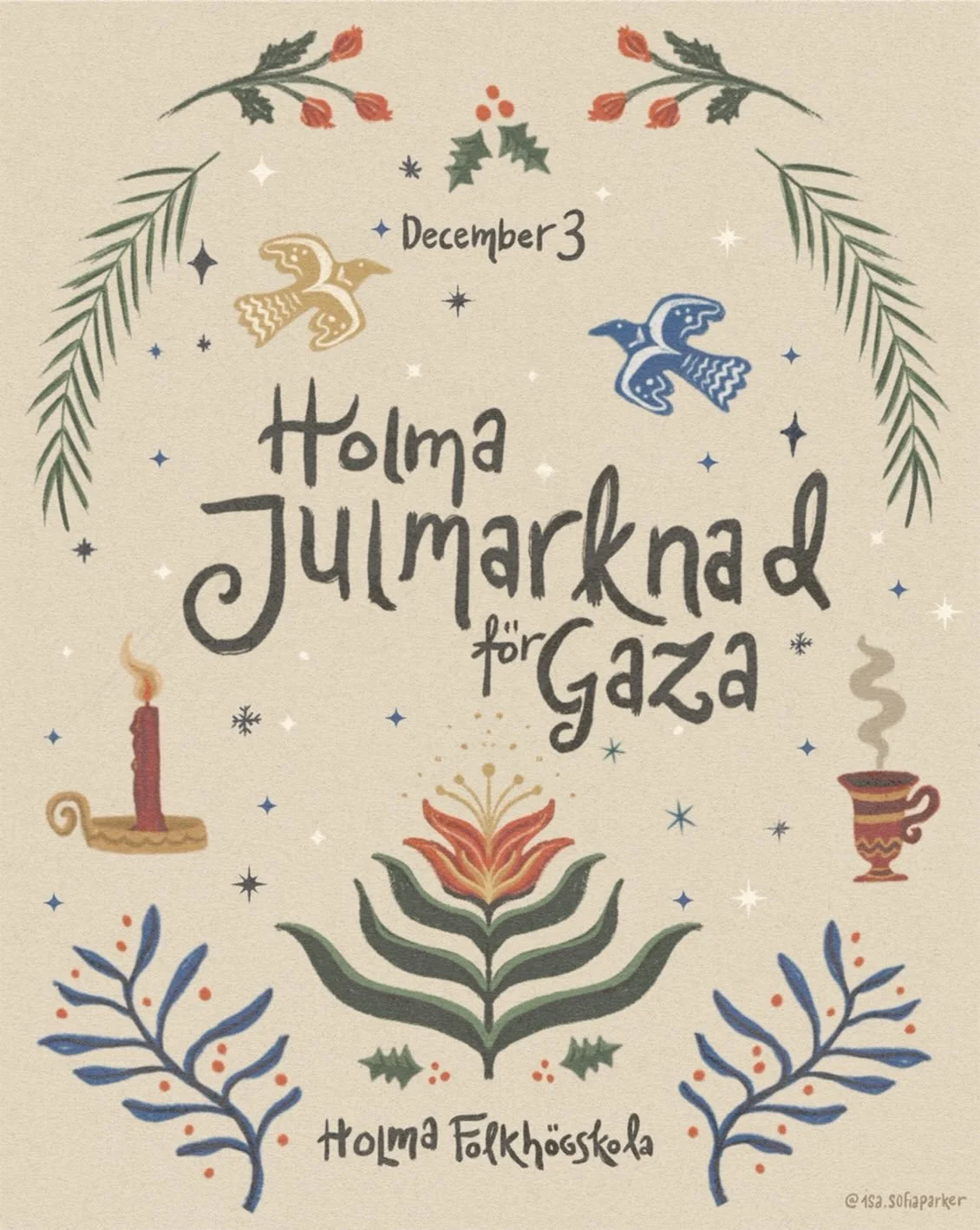 ✨ Holma Winter Market &amp; Gathering ✨
Wed, Dec 3 &bull; from 14:00
Holma Folkh&ouml;gskola

So happy to share that I got to create the design and visual identity for our Winter Market at my folkh&ouml;gskola Holma &ndash; a beautiful community proj