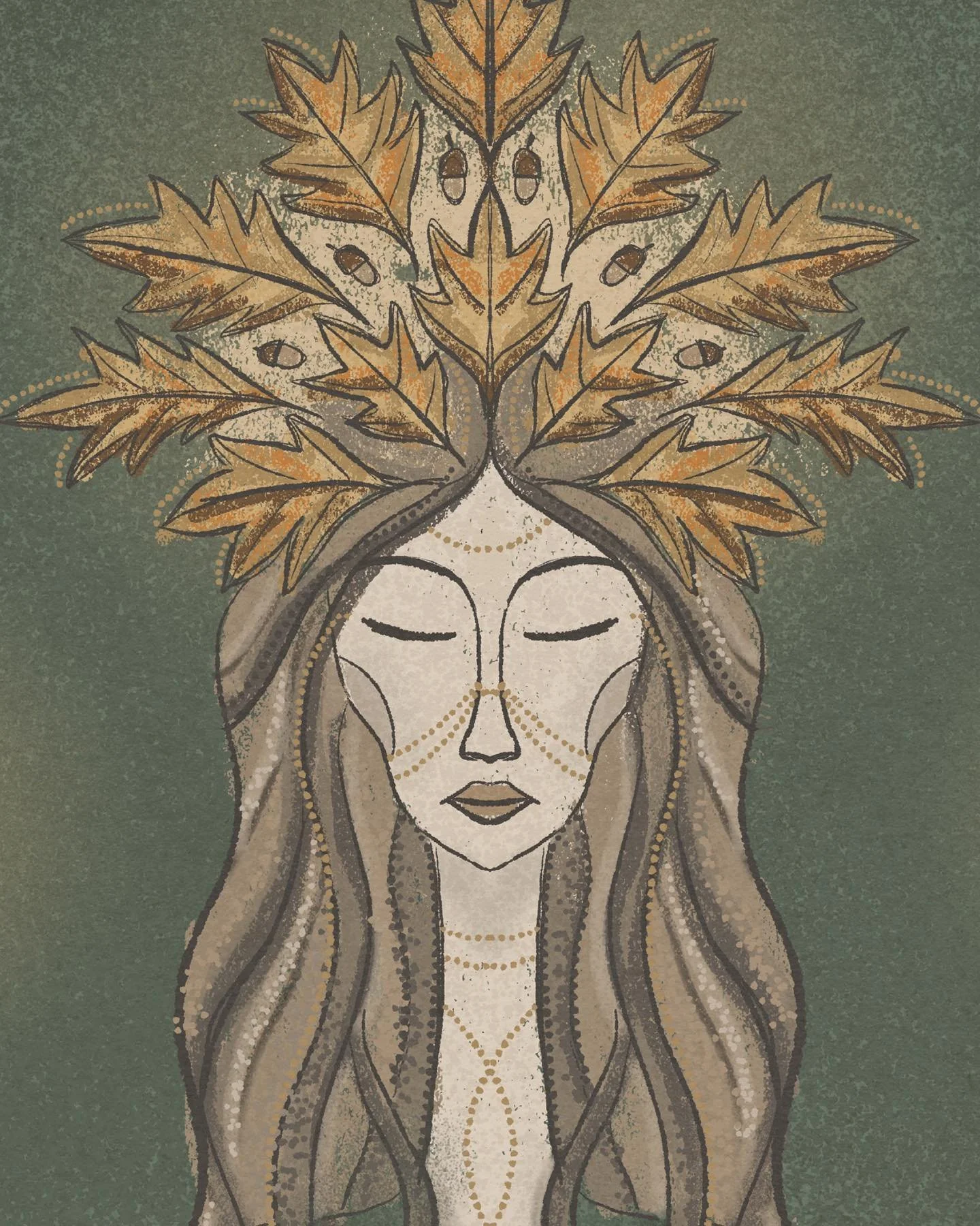 She rises with the falling leaves, 
crowned in amber light, 
nourished from the roots bellow. 

She walks in between light and dark, 
guiding us gently into the cycles unseen, 
to the stillness of fall. 🍂